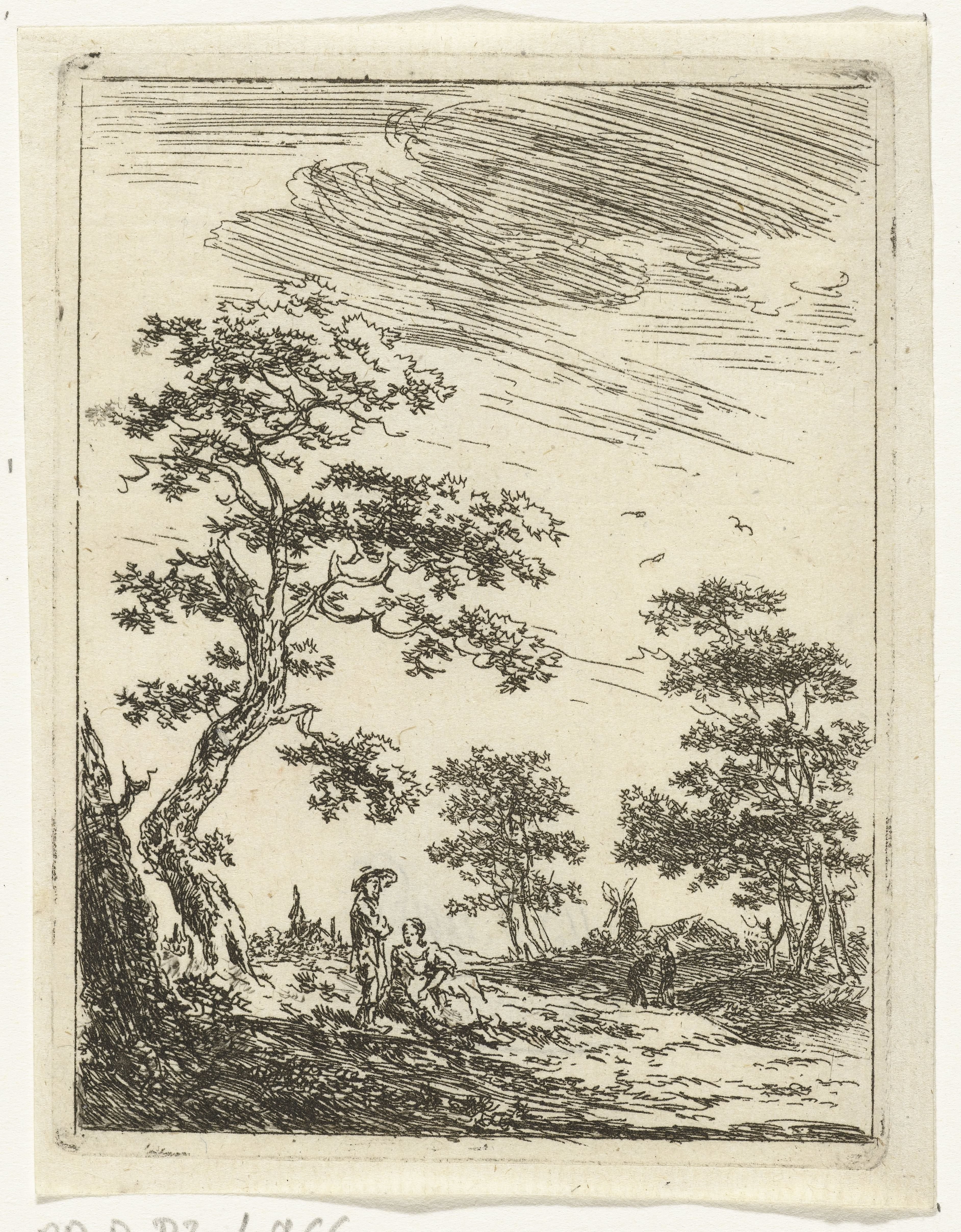 Paar onder boom in landschap