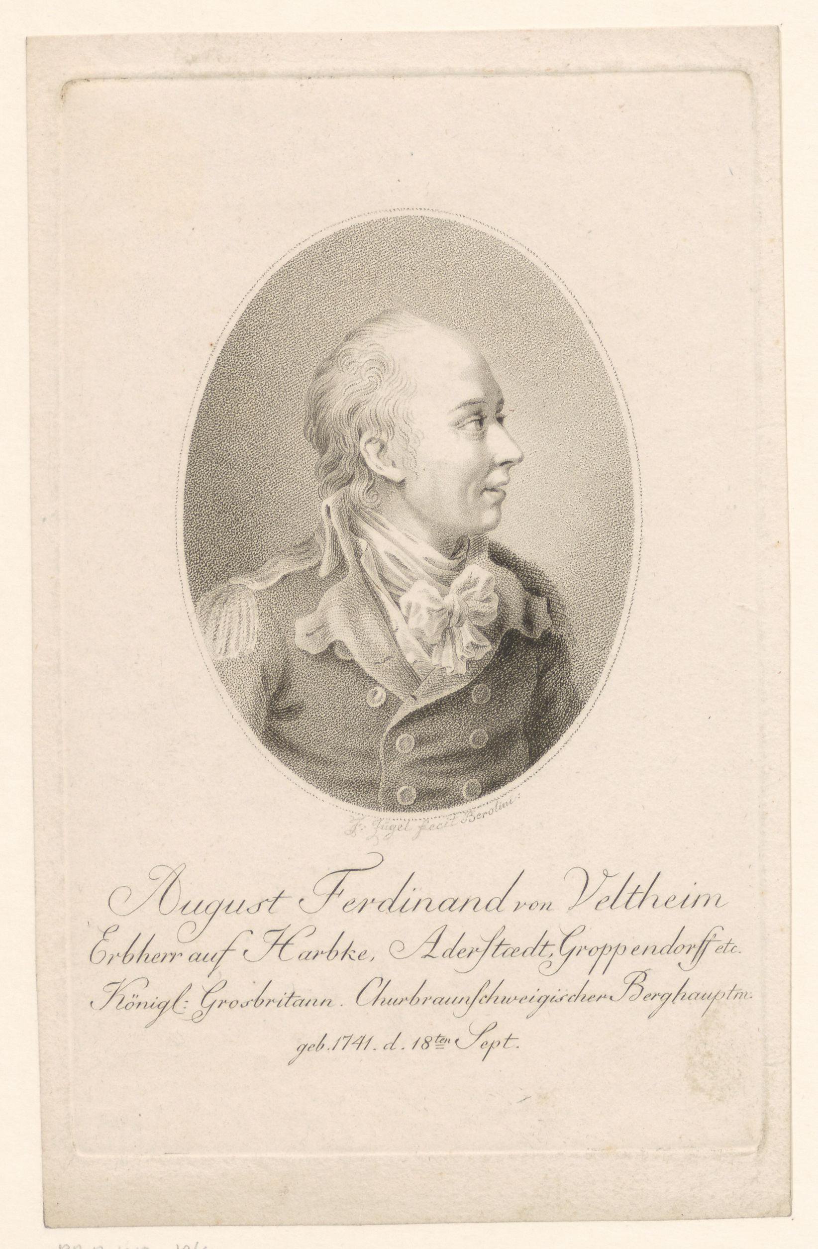 Portret van August Ferdinand von Veltheim