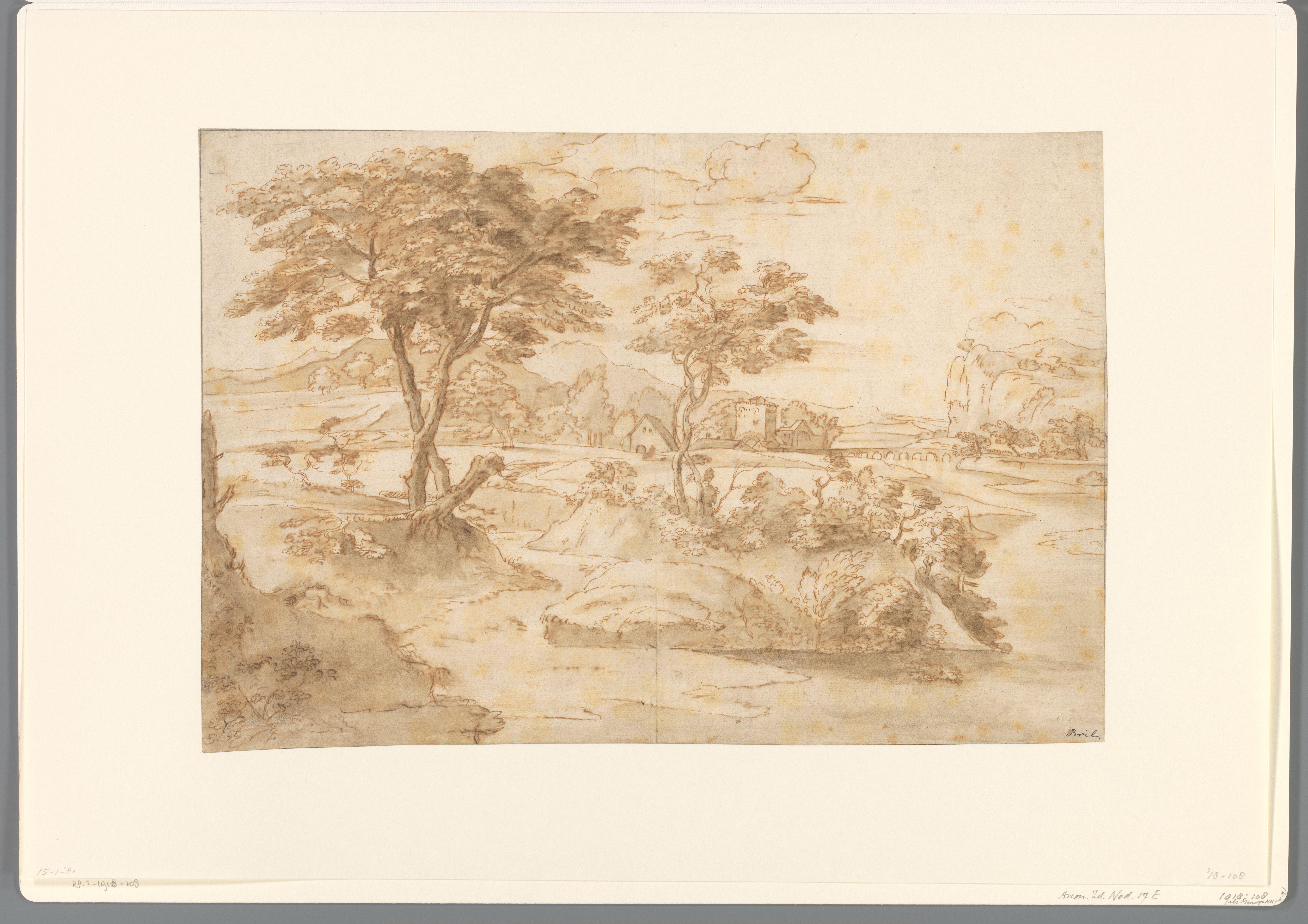 Boomrijk landschap met in de verte enkele gebouwen