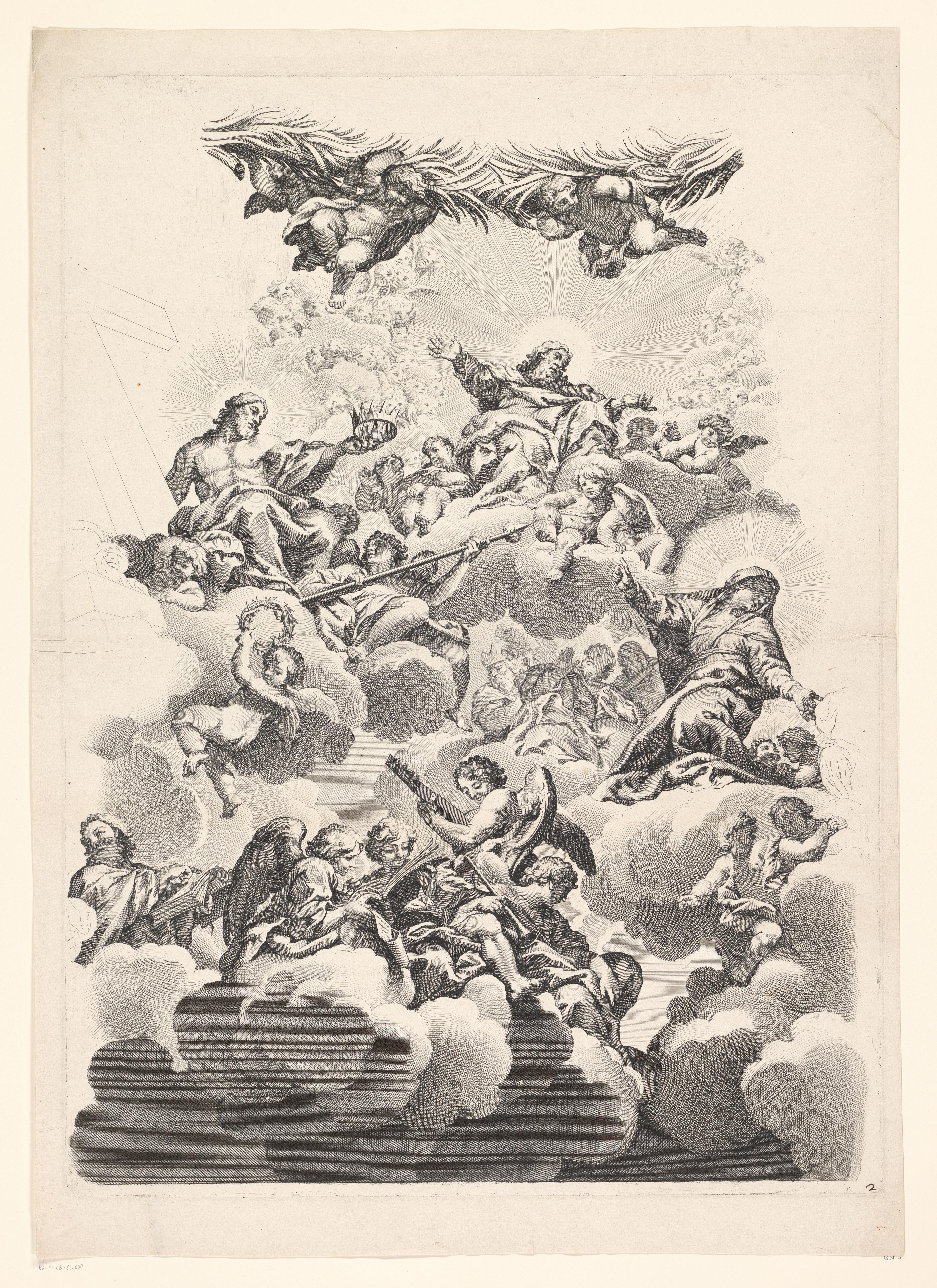 God en Christus tussen engelen in de wolken
