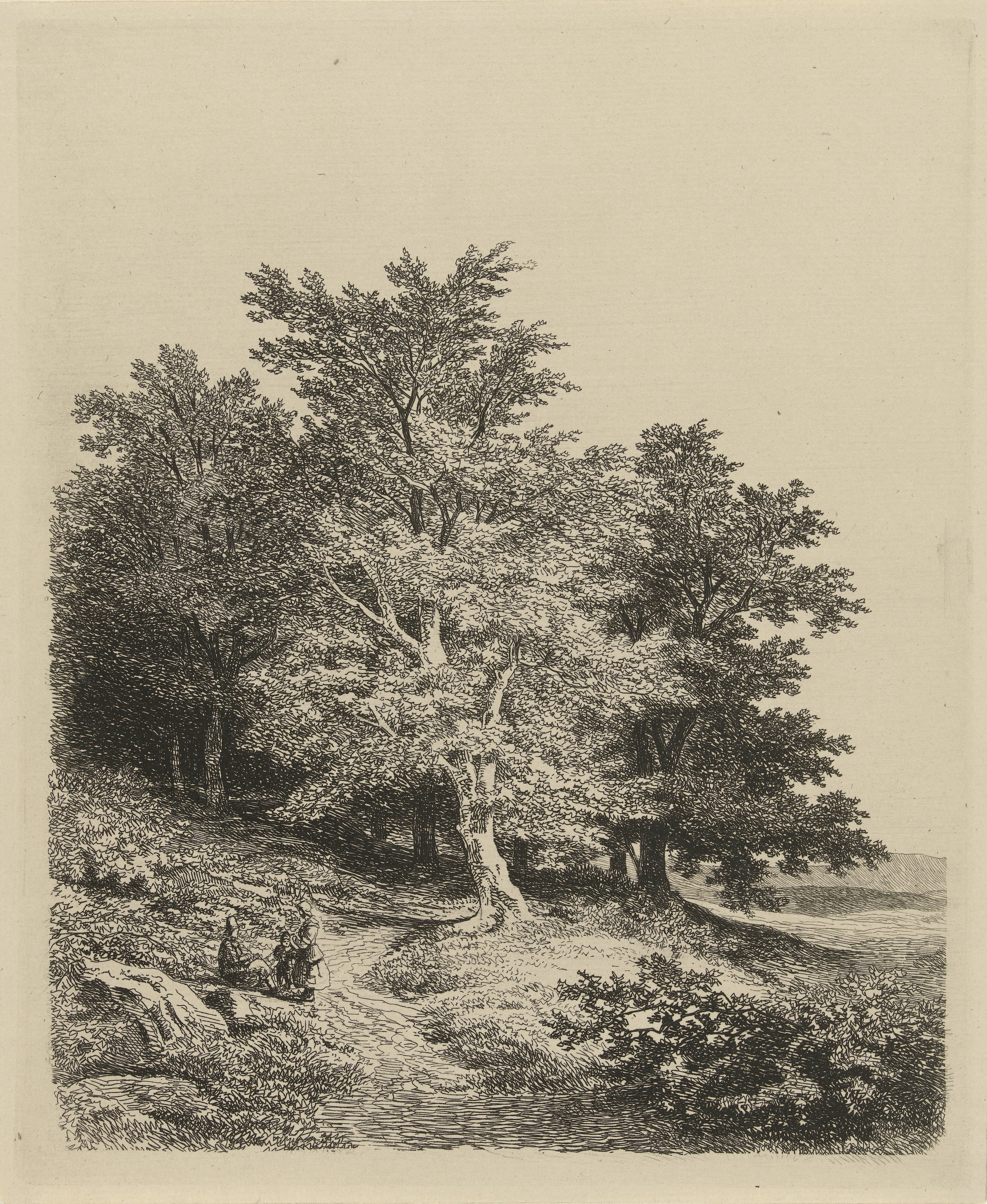 Figuren bij een bosrand