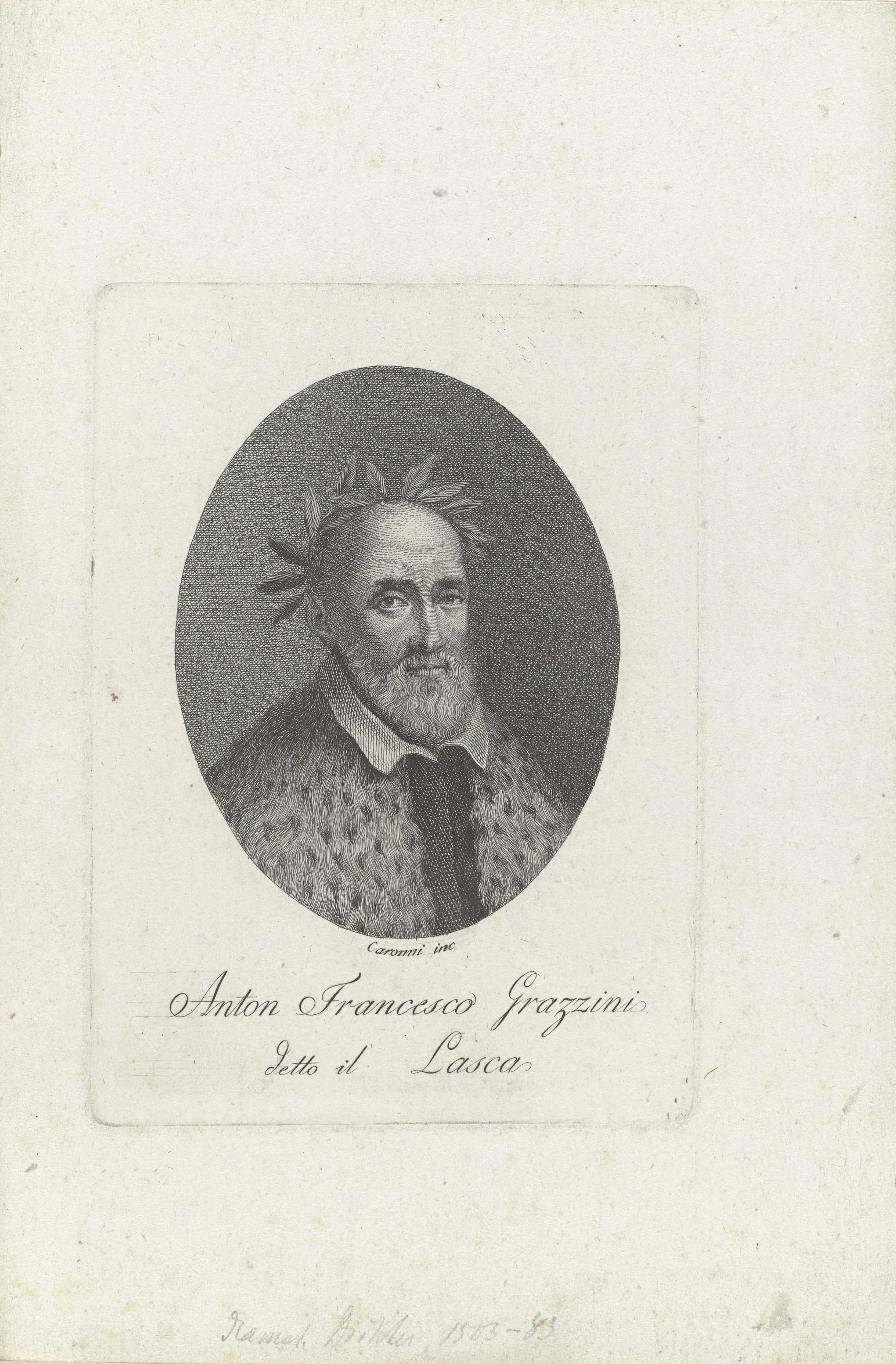 Portret van dichter en toneelschrijver Anton Francesco Grazzini