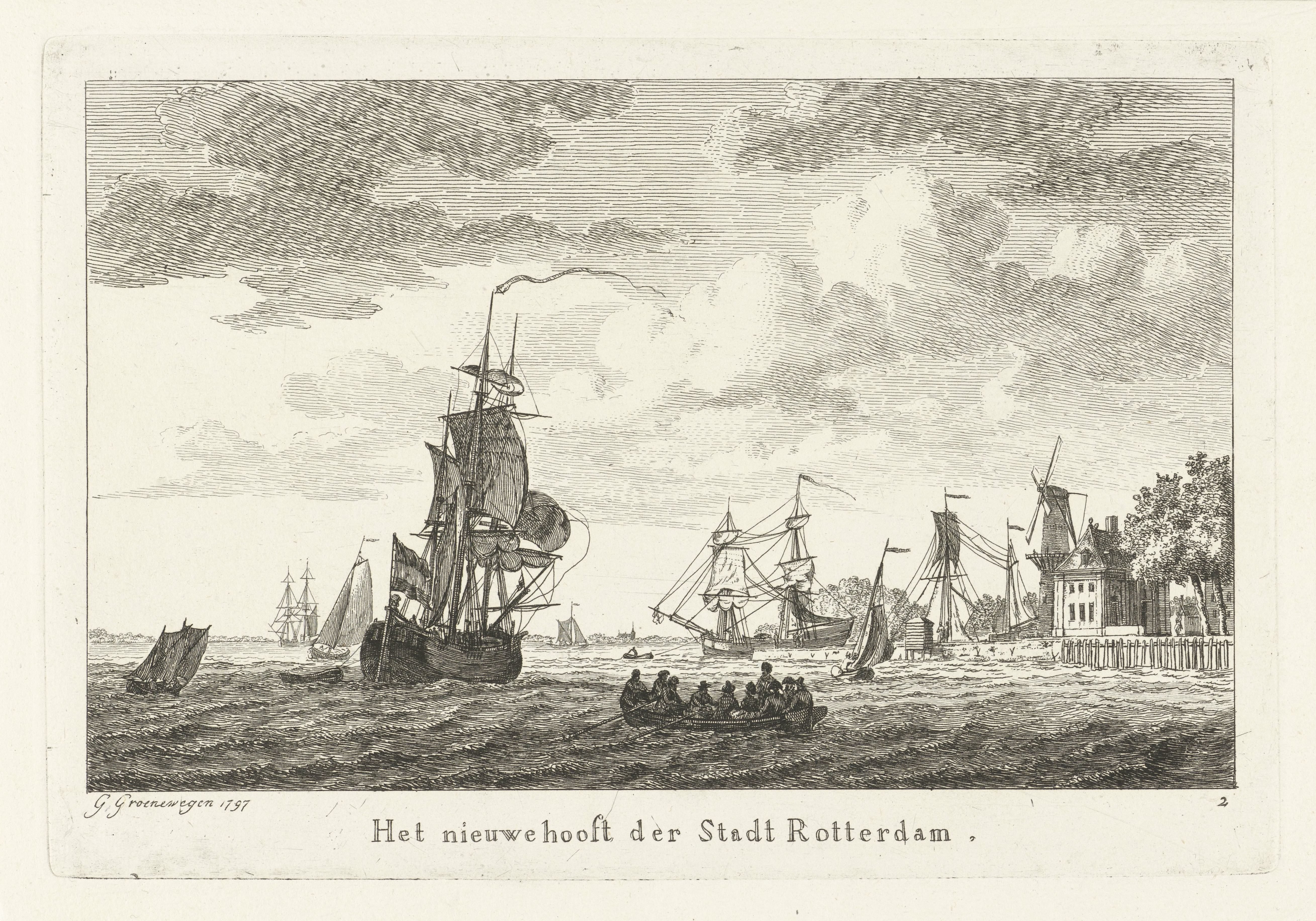 Gezicht op het hoofd van de Leuvehaven te Rotterdam