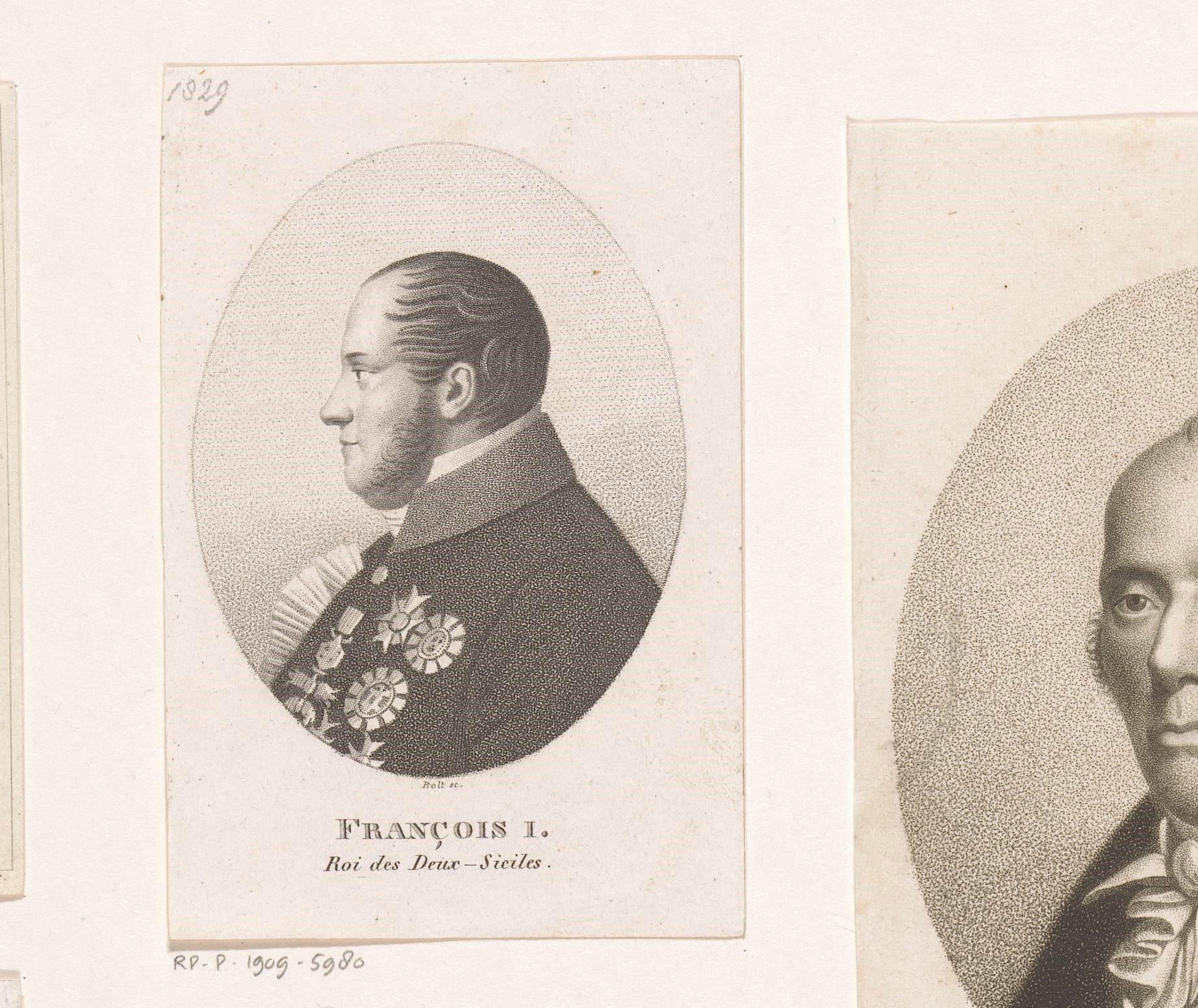 Portret van Frans I, koning der Beide Siciliën