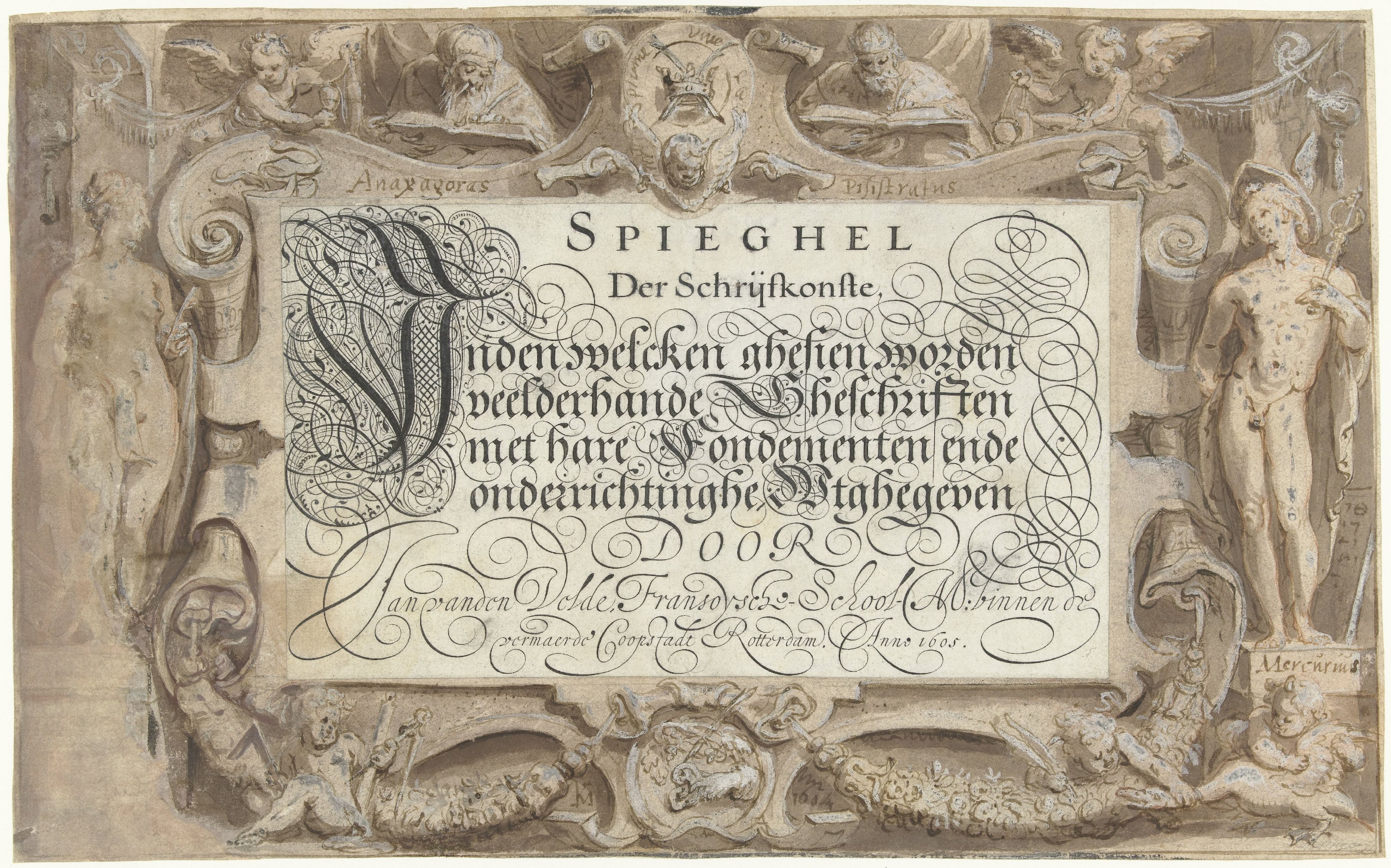 Omlijsting voor titelblad van Jan van de Velde's Spieghel Der Schrijfkonste