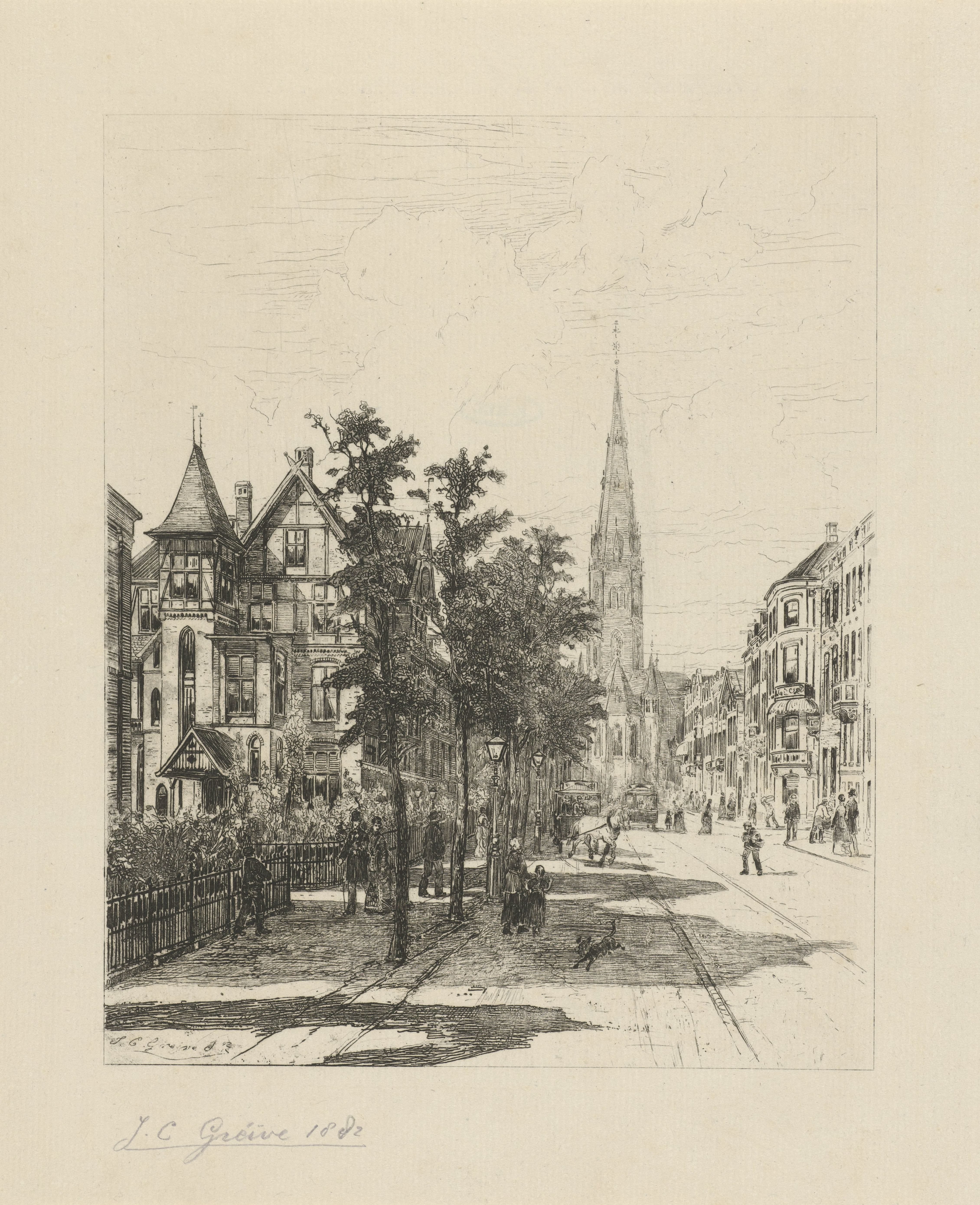 Gezicht op de Vondelstraat van Amsterdam