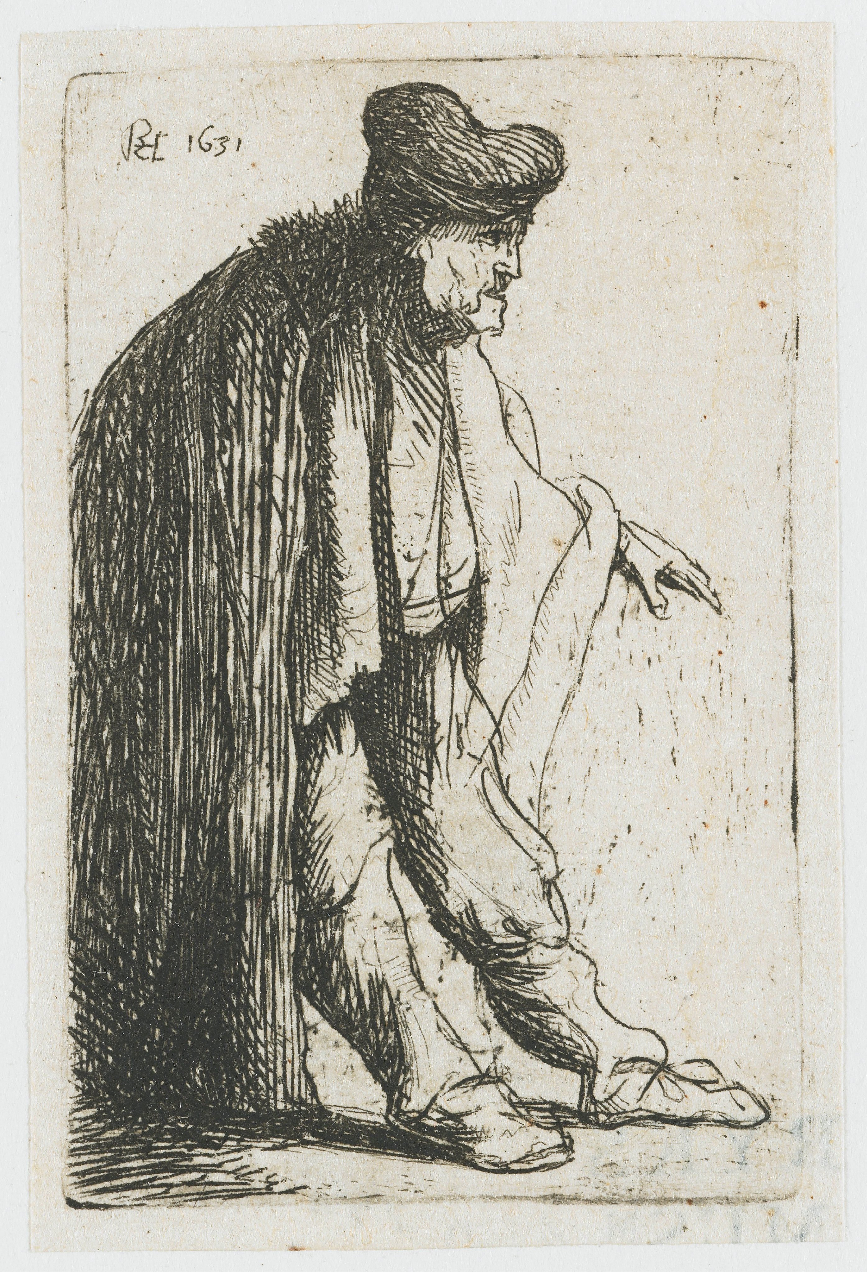 Beggar with his left hand extended
