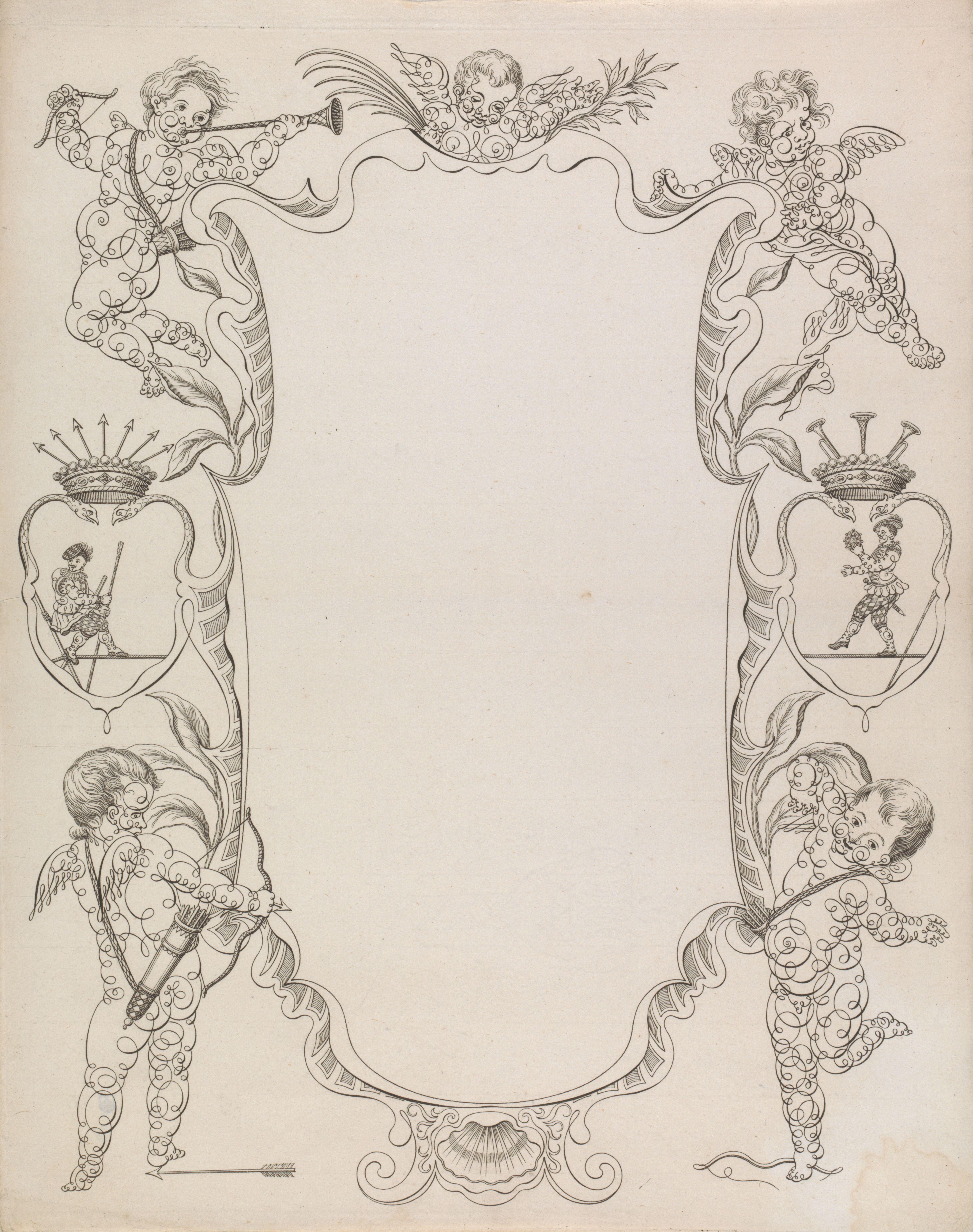 Wensbrief met putti en koorddansers