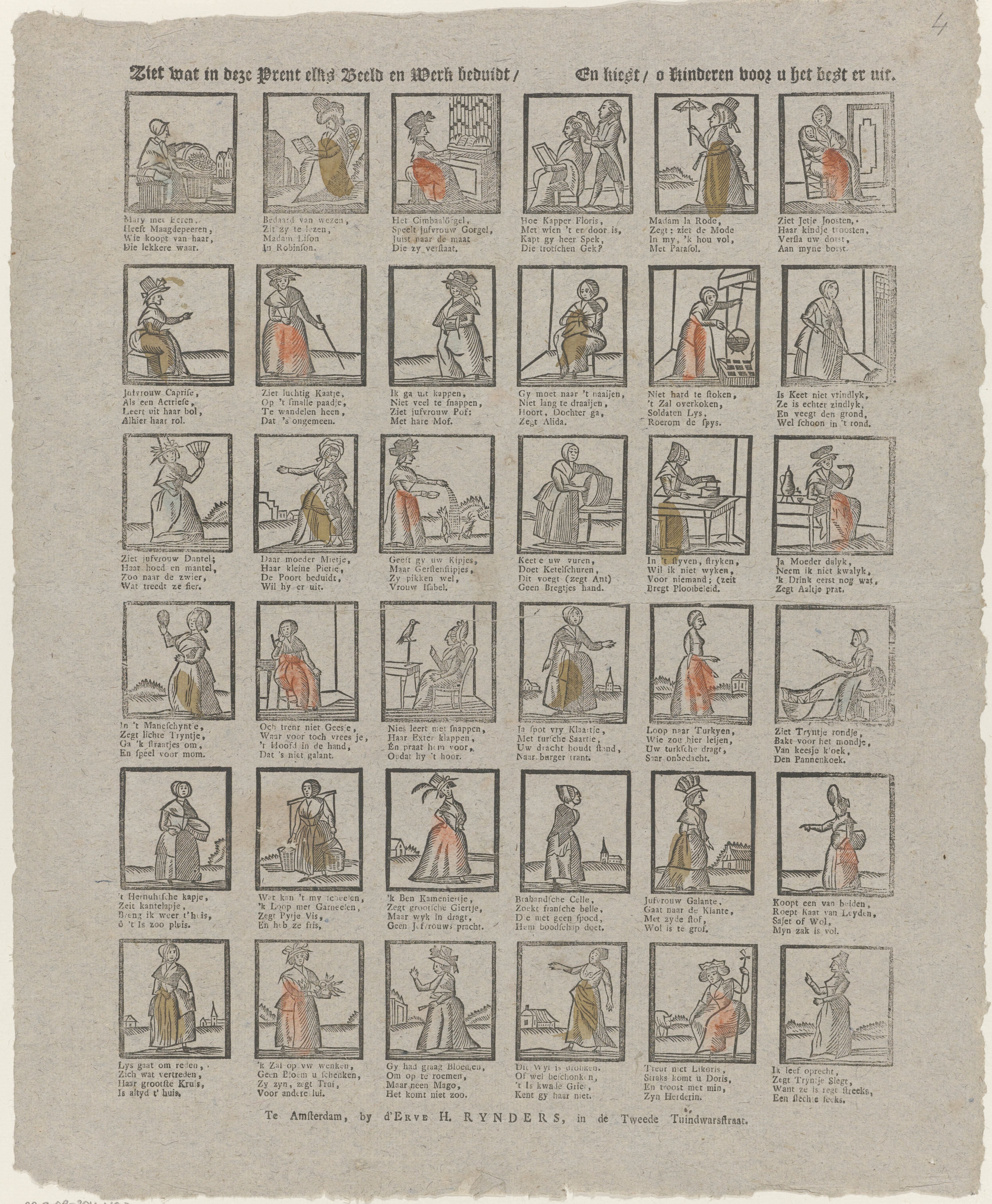 Ziet wat in deze prent elks beeld en werk beduidt / En kiest / o kinderen voor u het best er uit