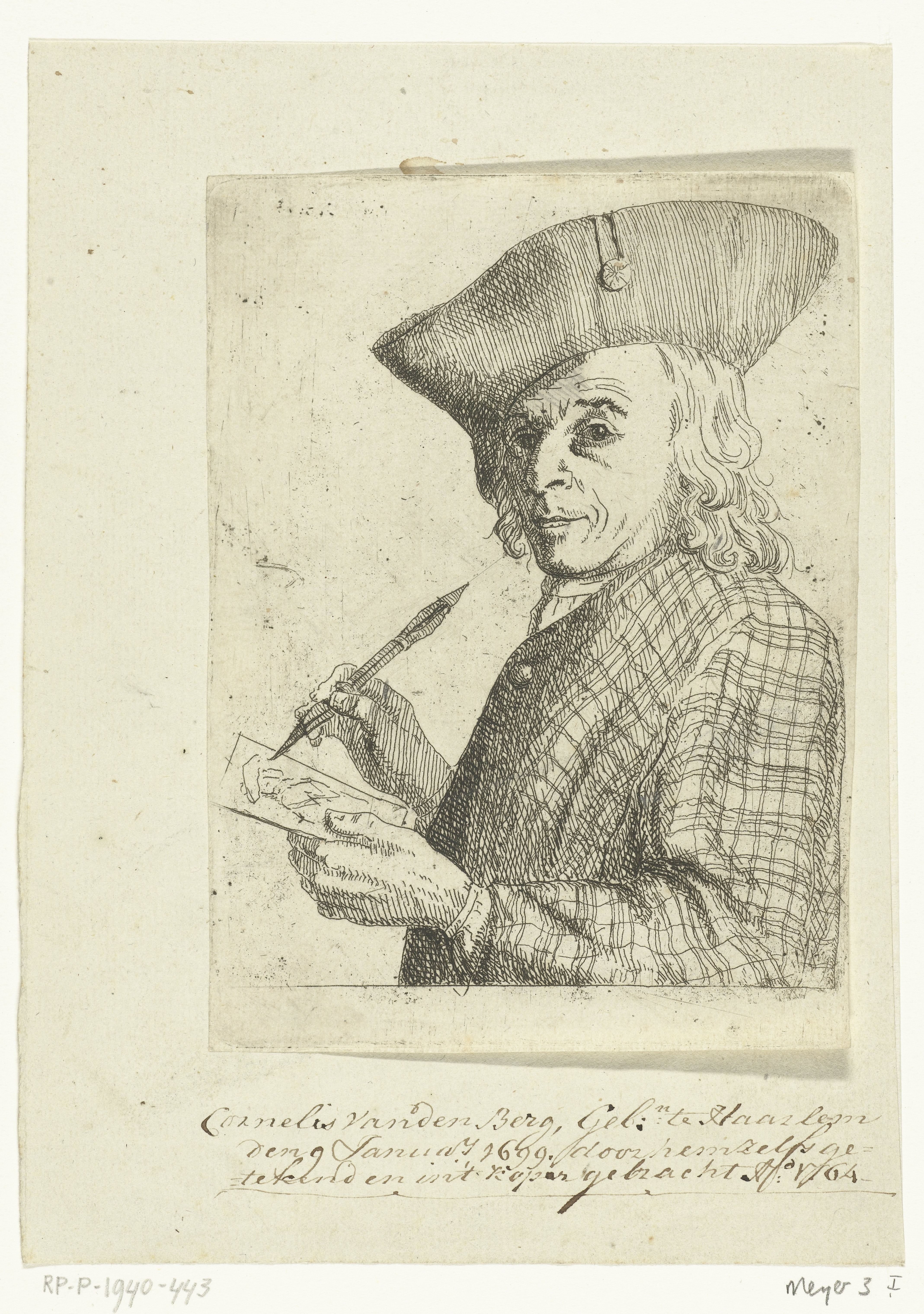 Zelfportret met pen en tekening