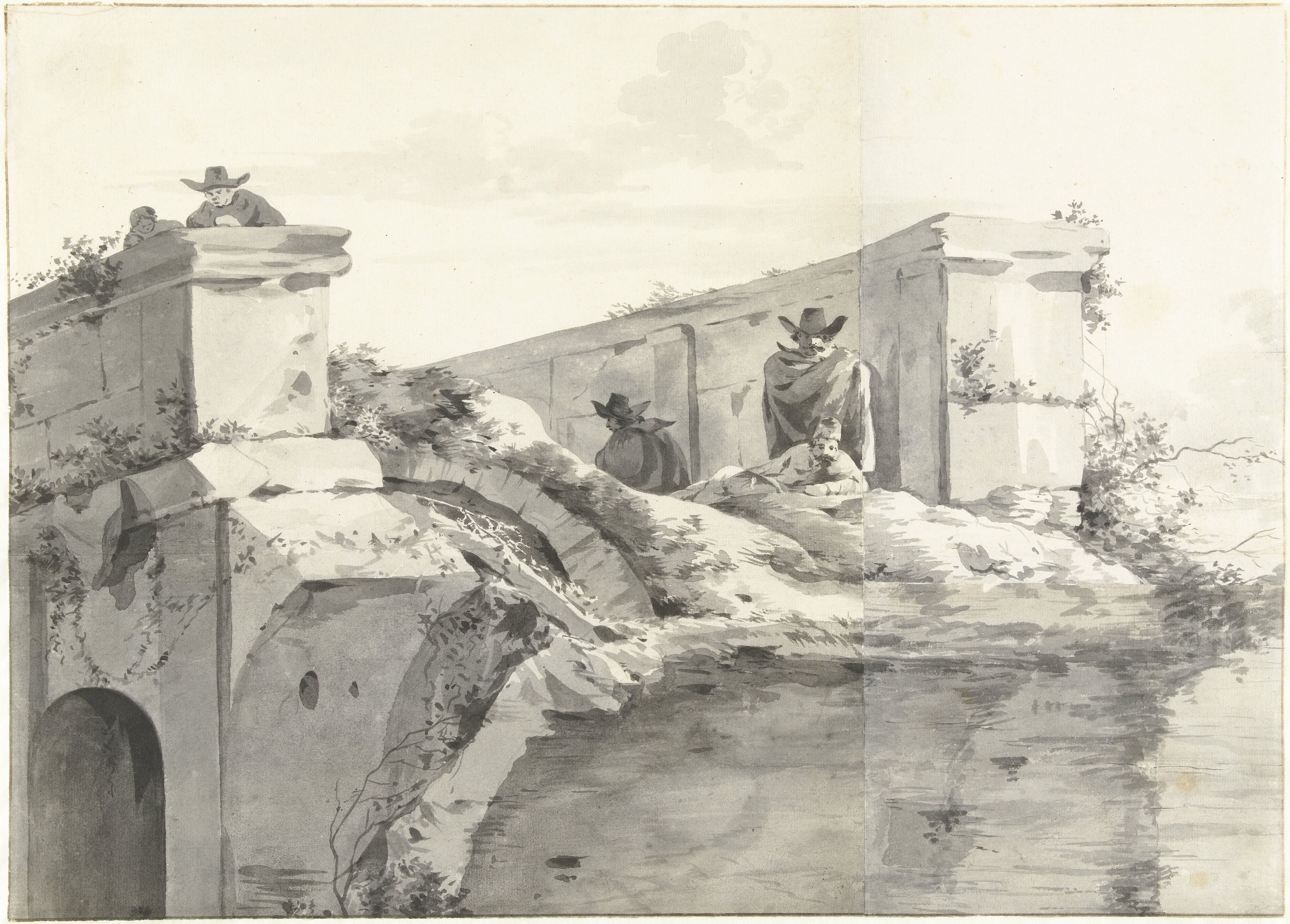 View of the Edge of the Ponte Rotto in Rome