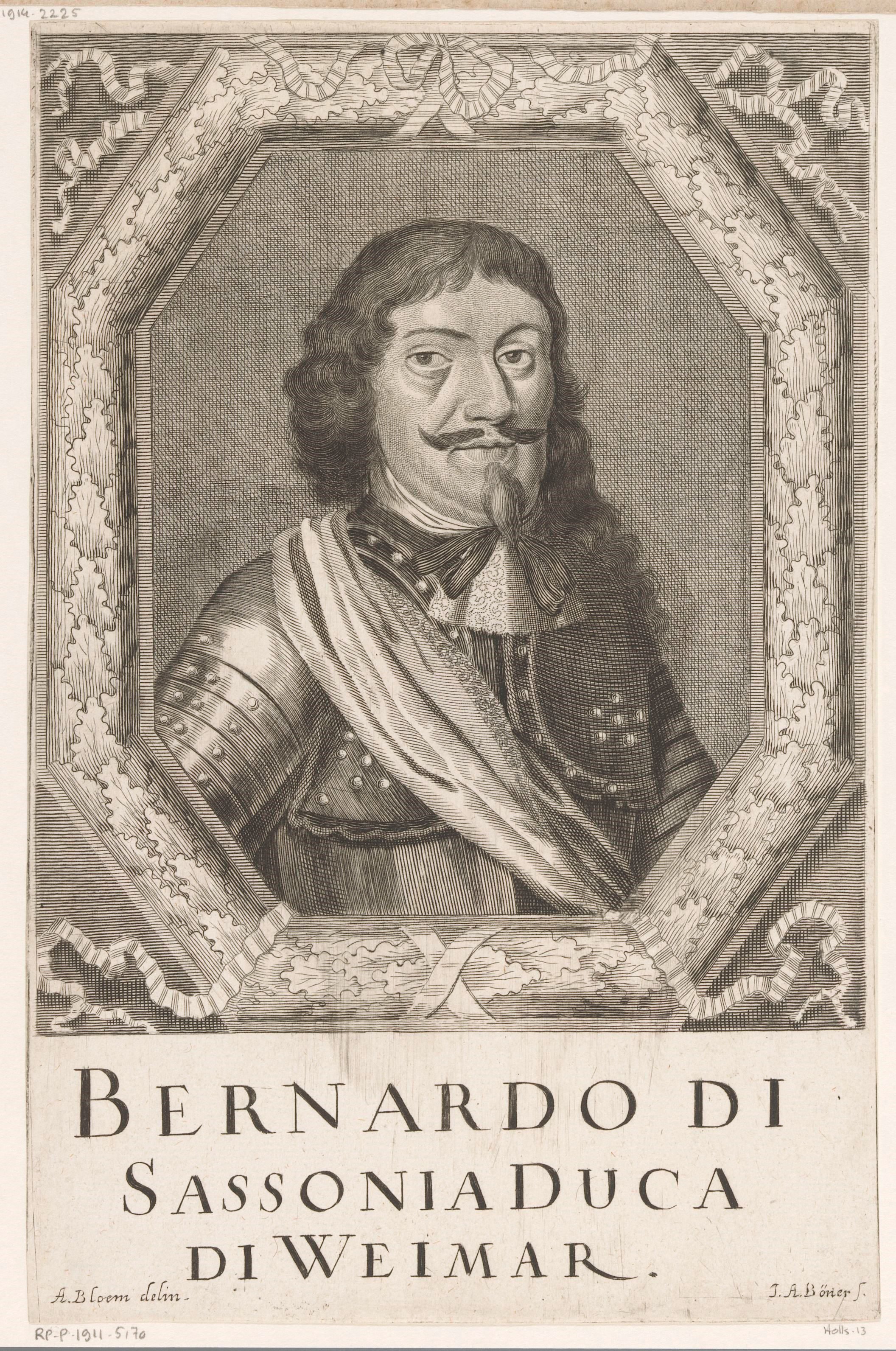 Portret van Bernhard, hertog van Saksen-Weimar
