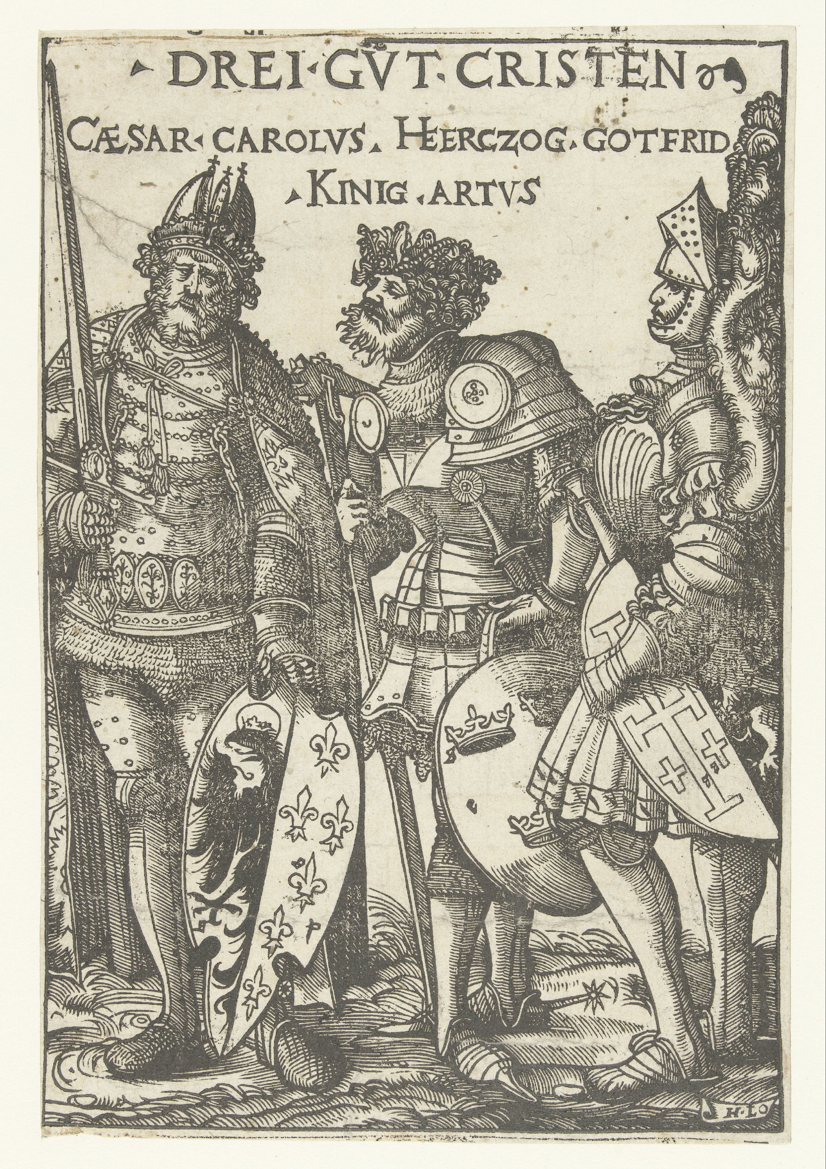 Karel de Grote, Godfried IV van Bouillon en Koning Arthur als drie christelijke helden