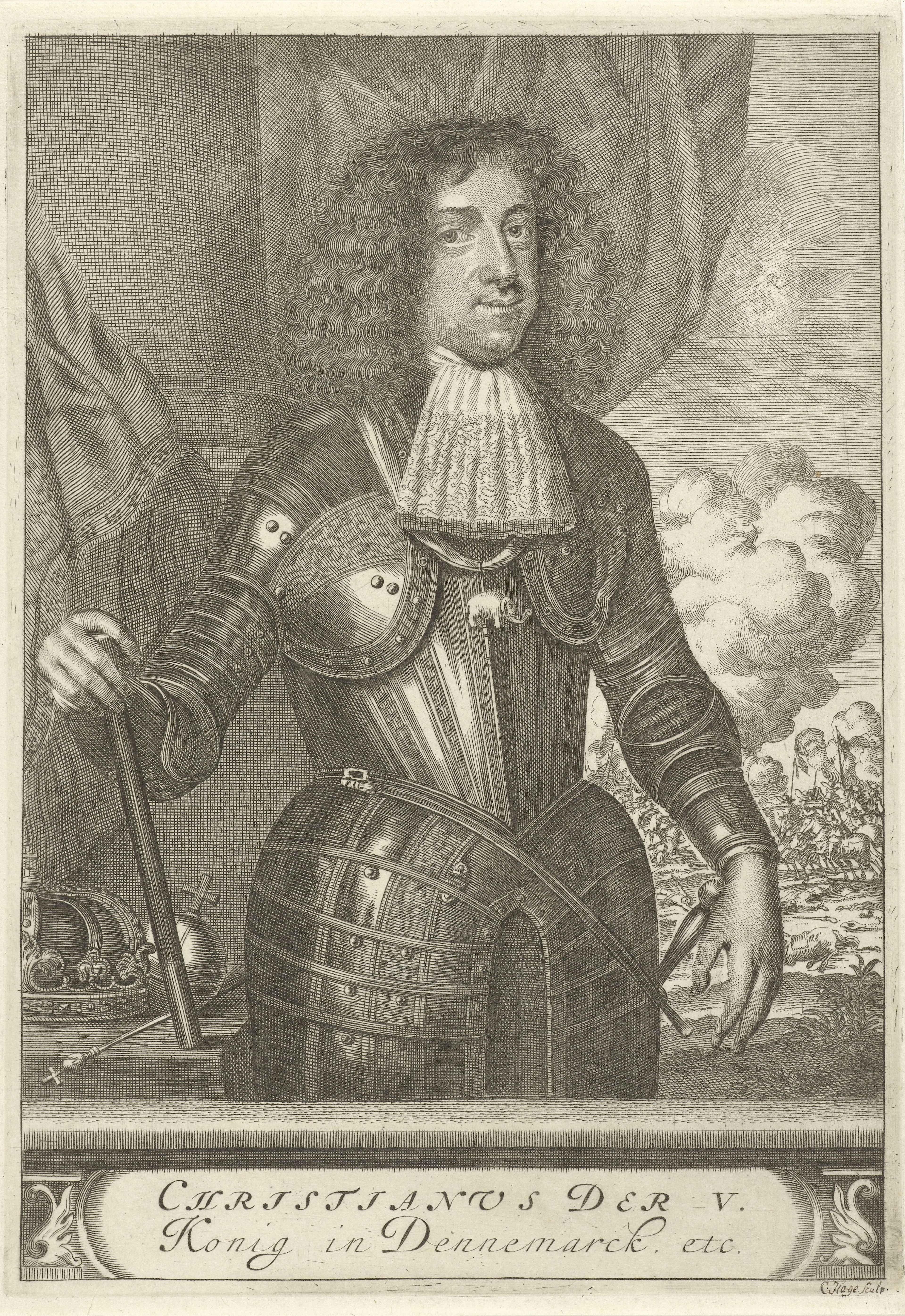 Portret van Christiaan V, koning van Denemarken en Noorwegen