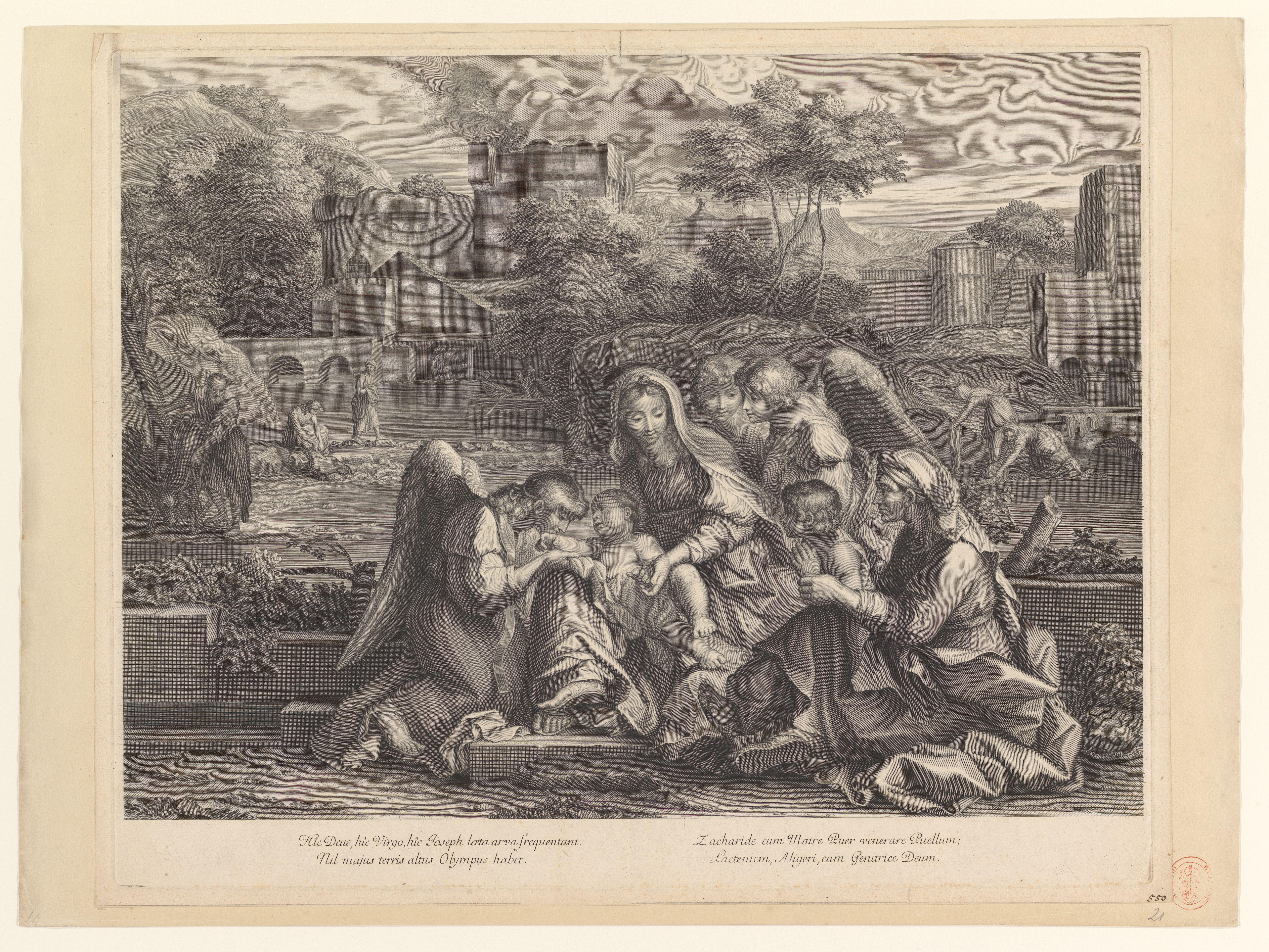 Heilige Familie met Anna, Johannes de Doper en engelen