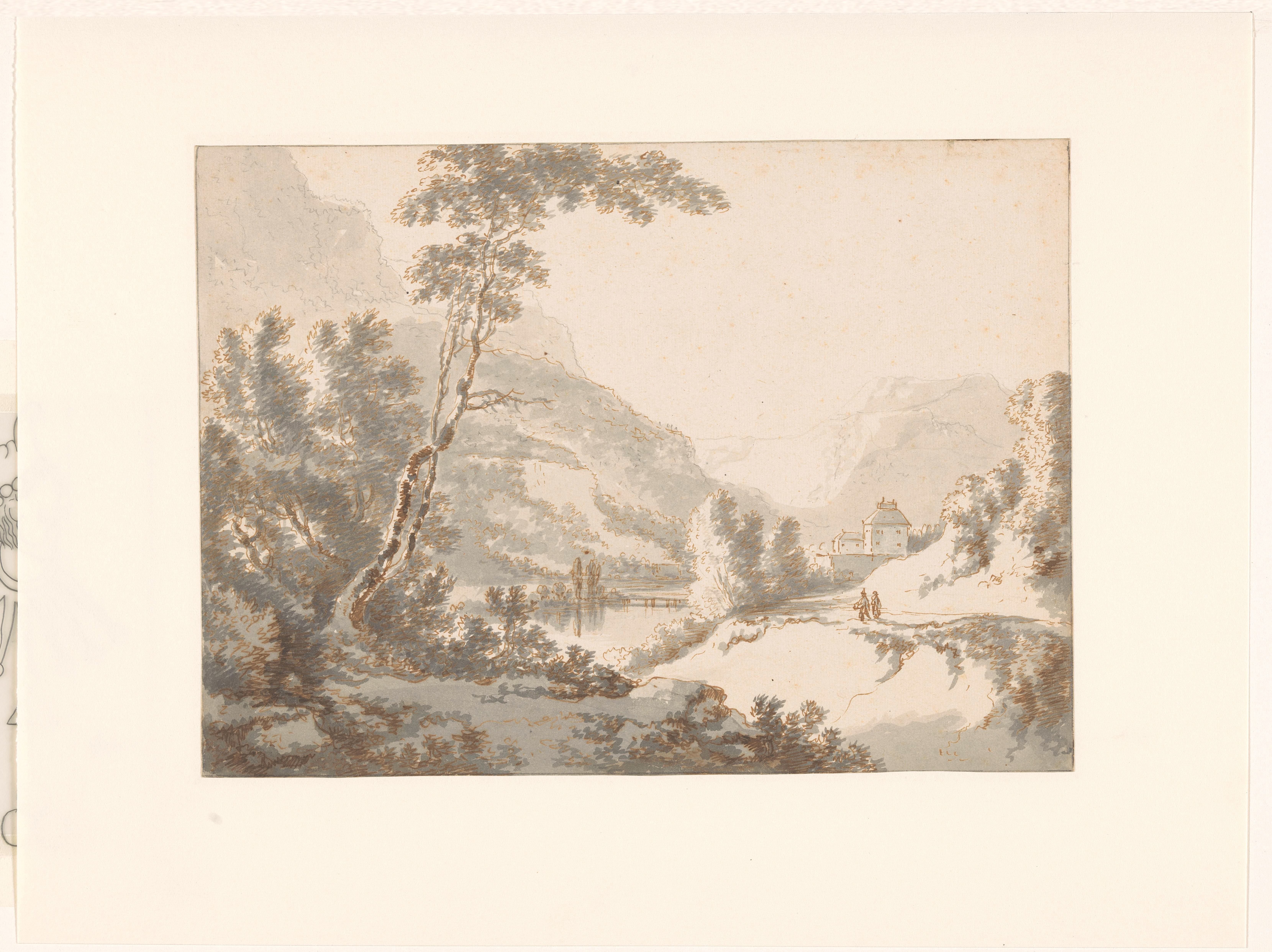 Mountain Landscape with a Castle Overlooking a River