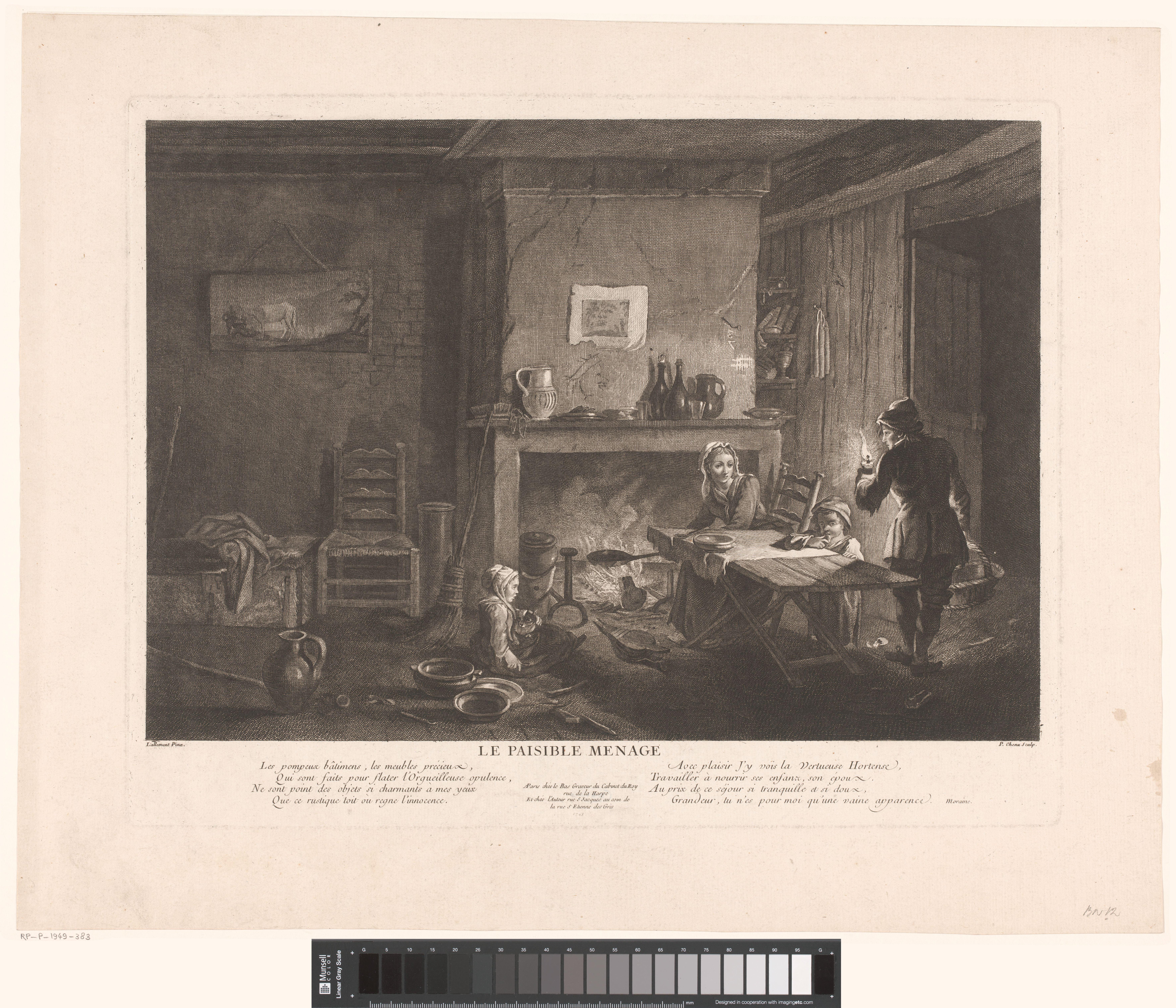 Interieur met familie een maaltijd bereidend