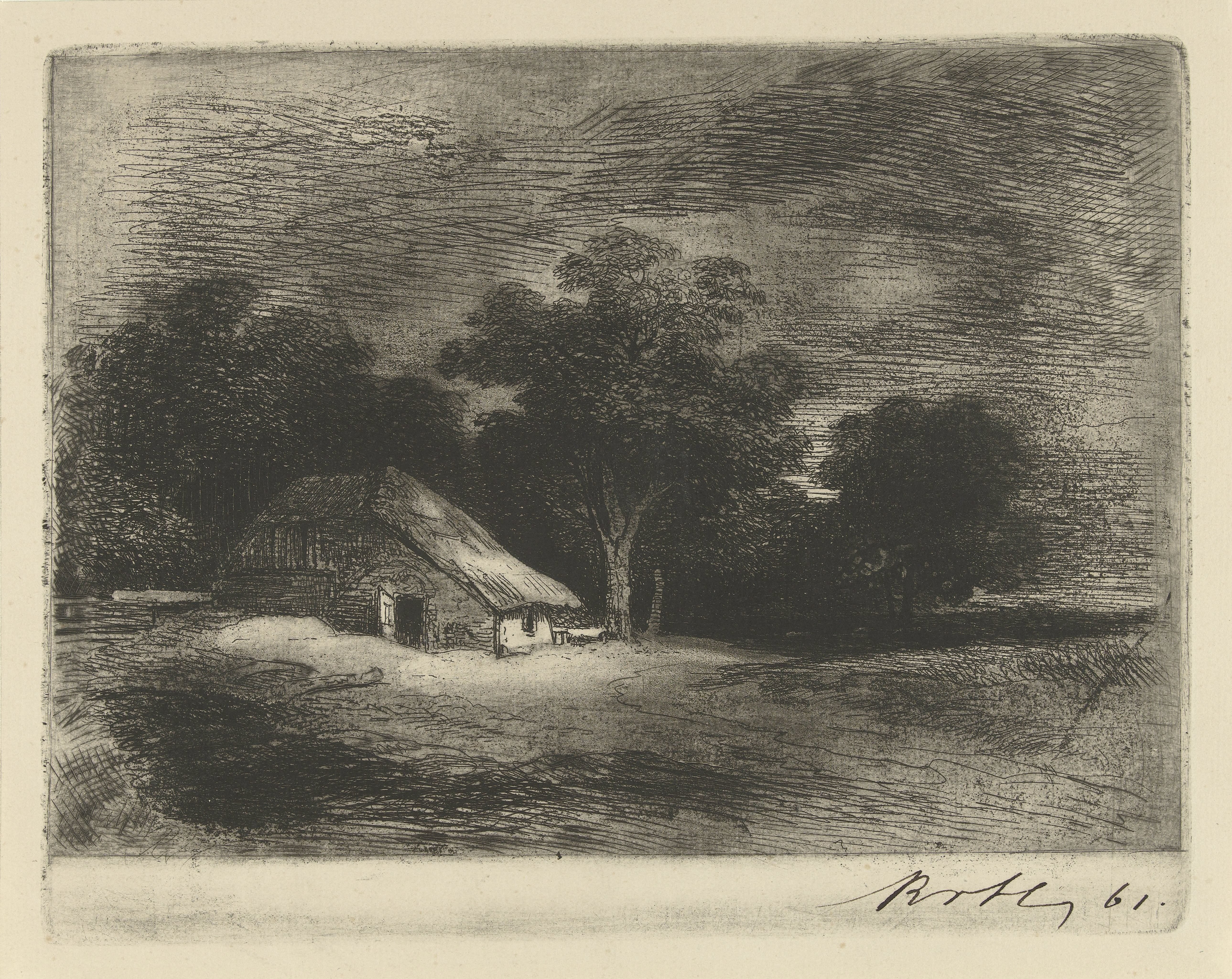 boerderij bij bomen