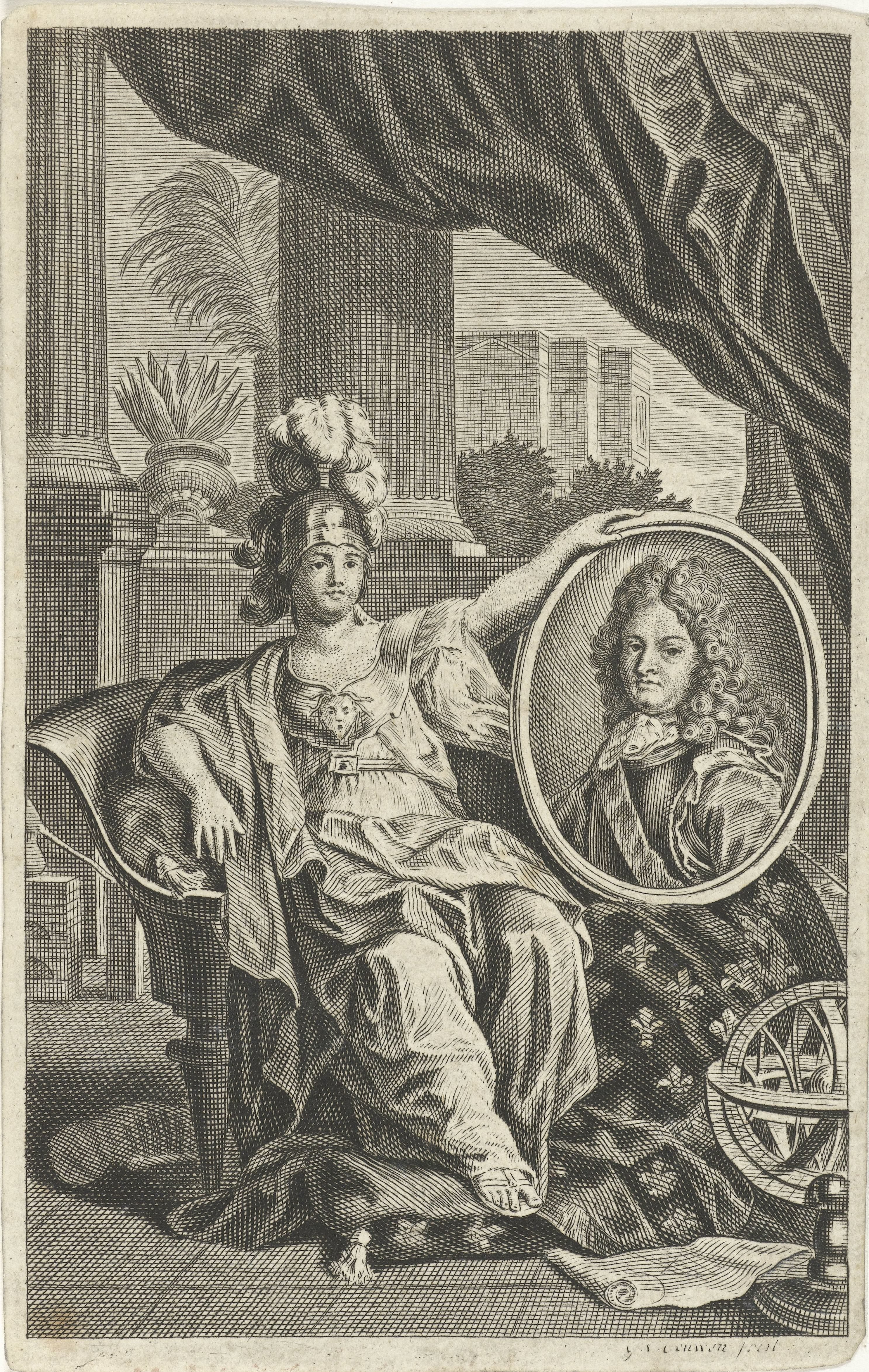 Minerva met het portret van een onbekende man