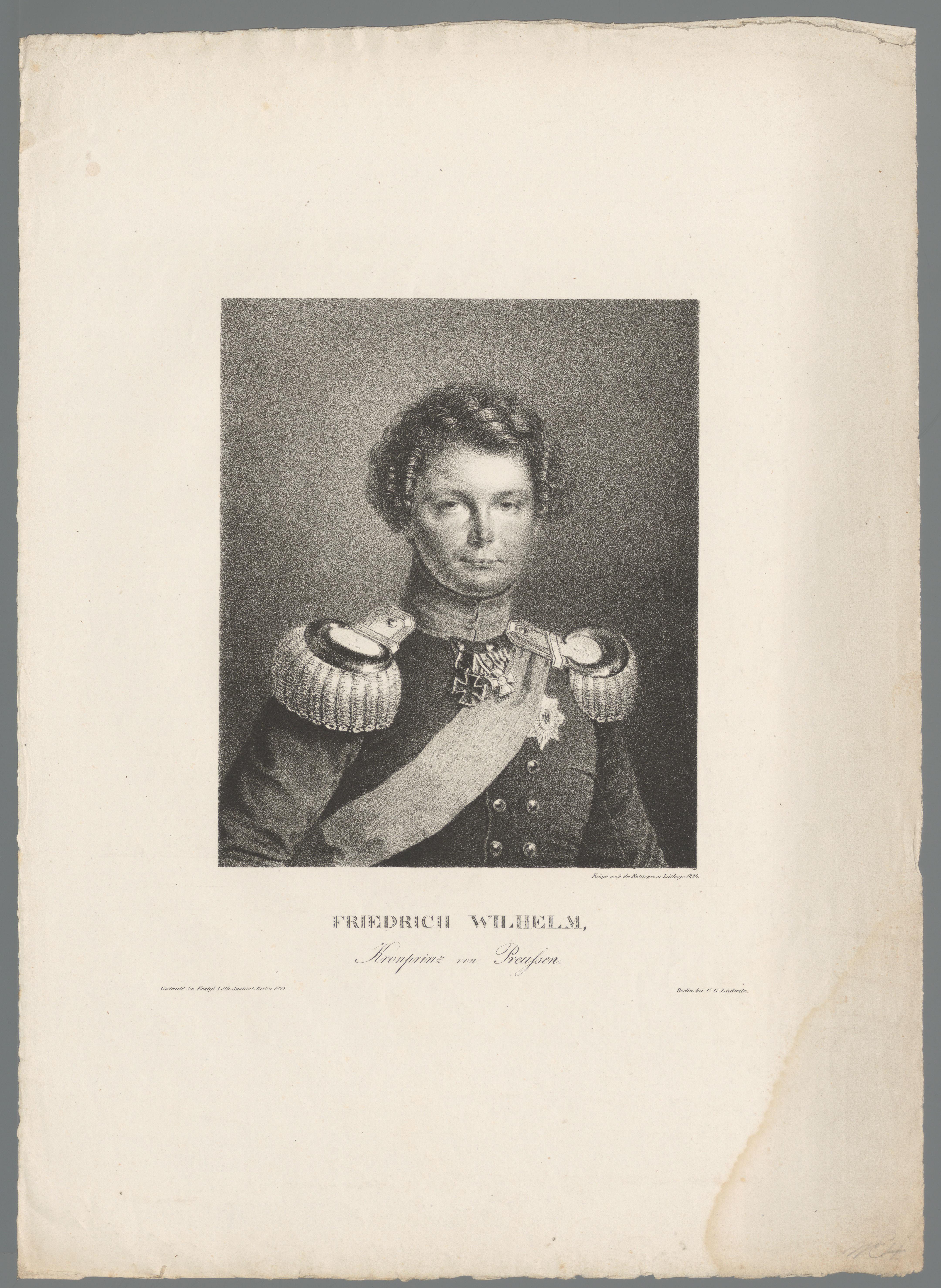 Portret van Frederik Willem IV koning van Pruisen