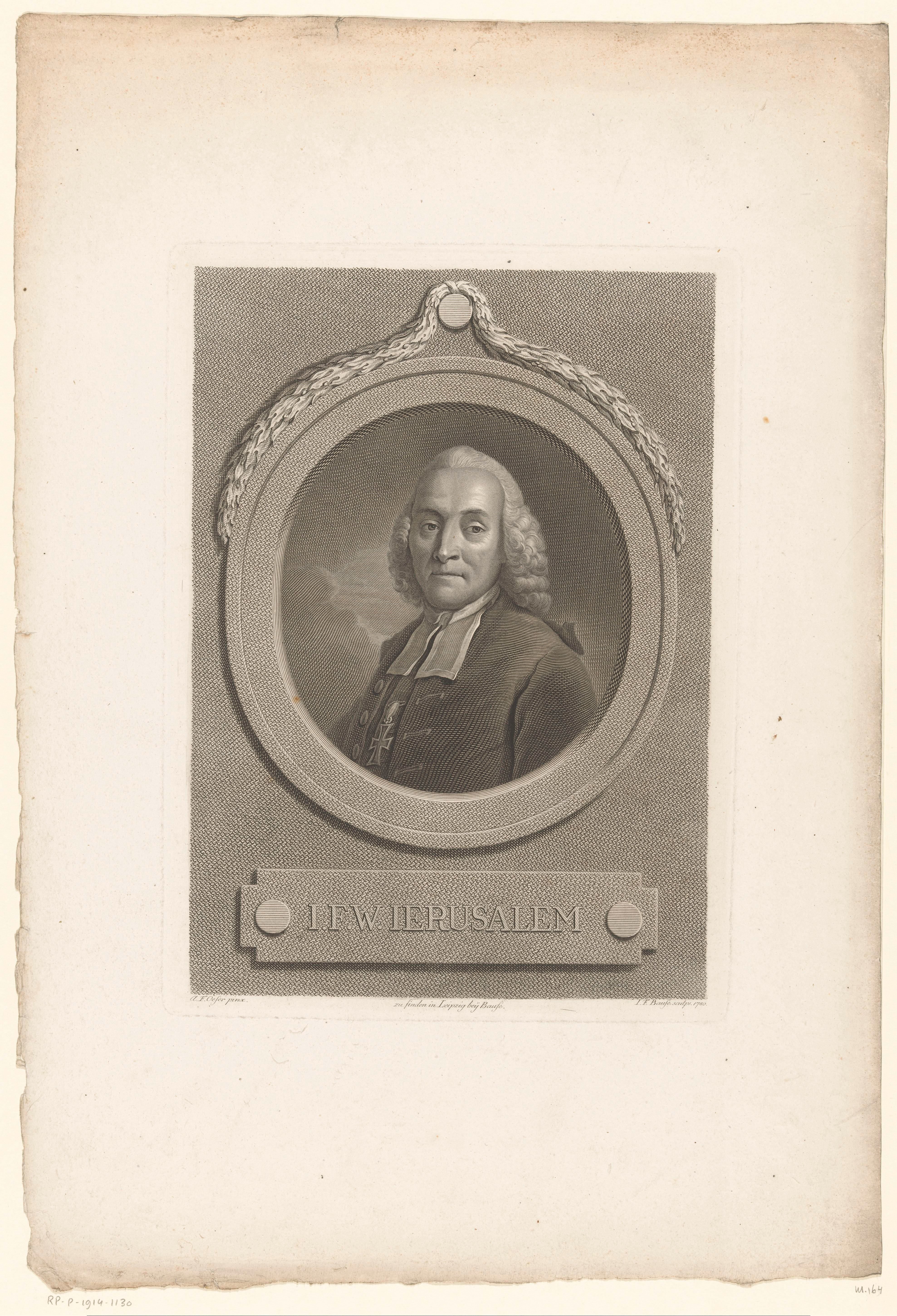 Portret van Johann Friedrich Wilhelm Jerusalem