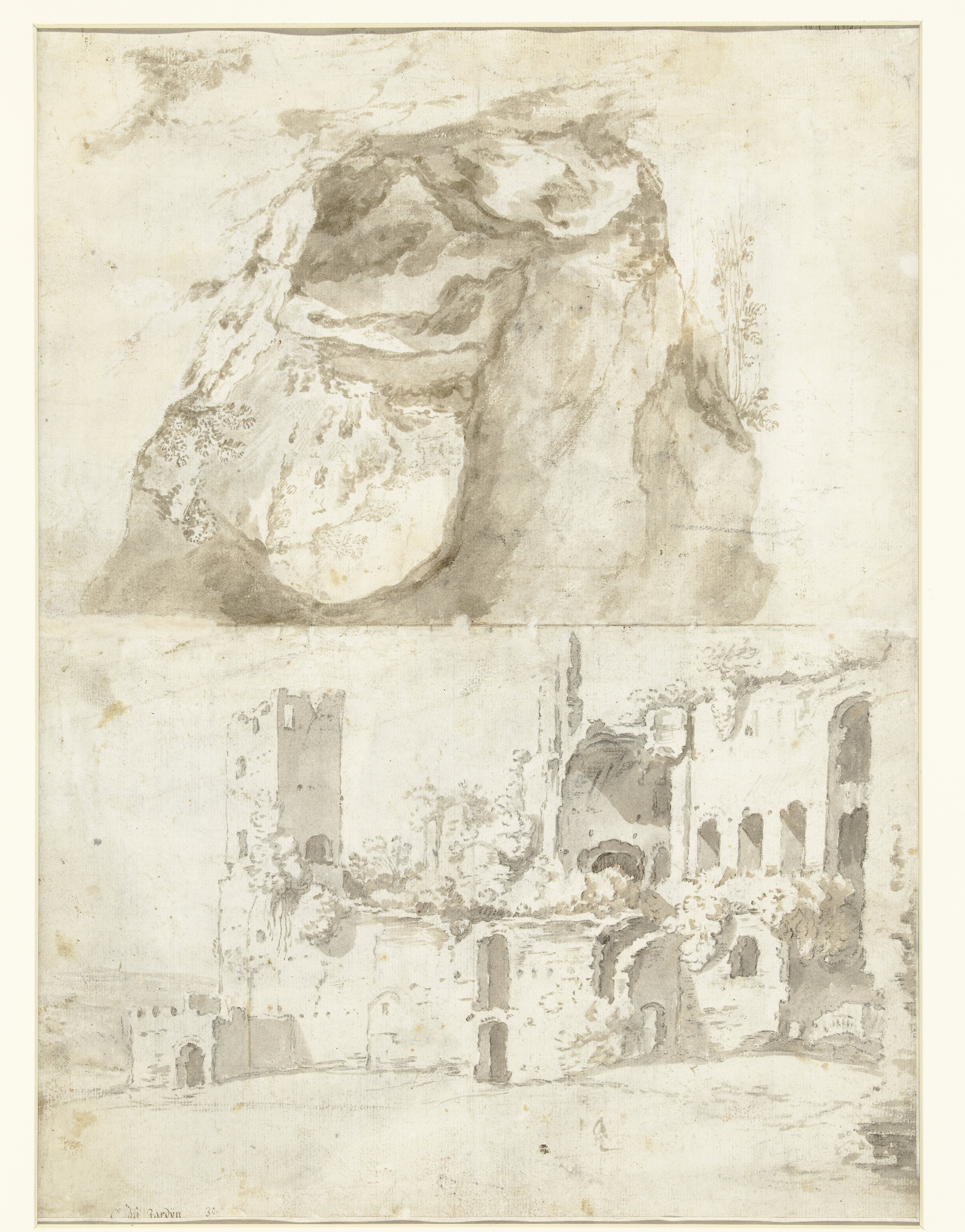 View in a Cave and View of a Classical Ruin