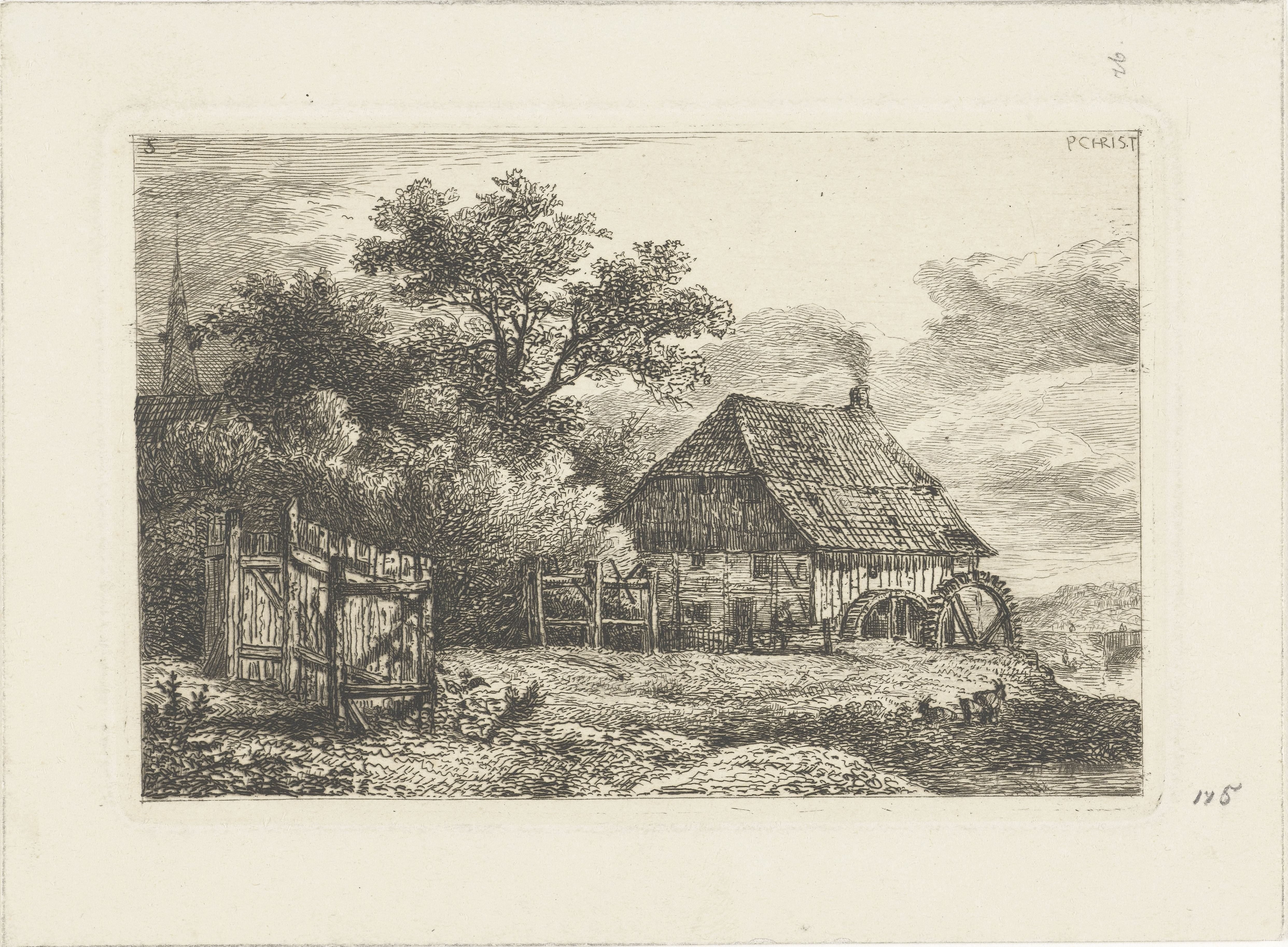 Landschap met watermolen