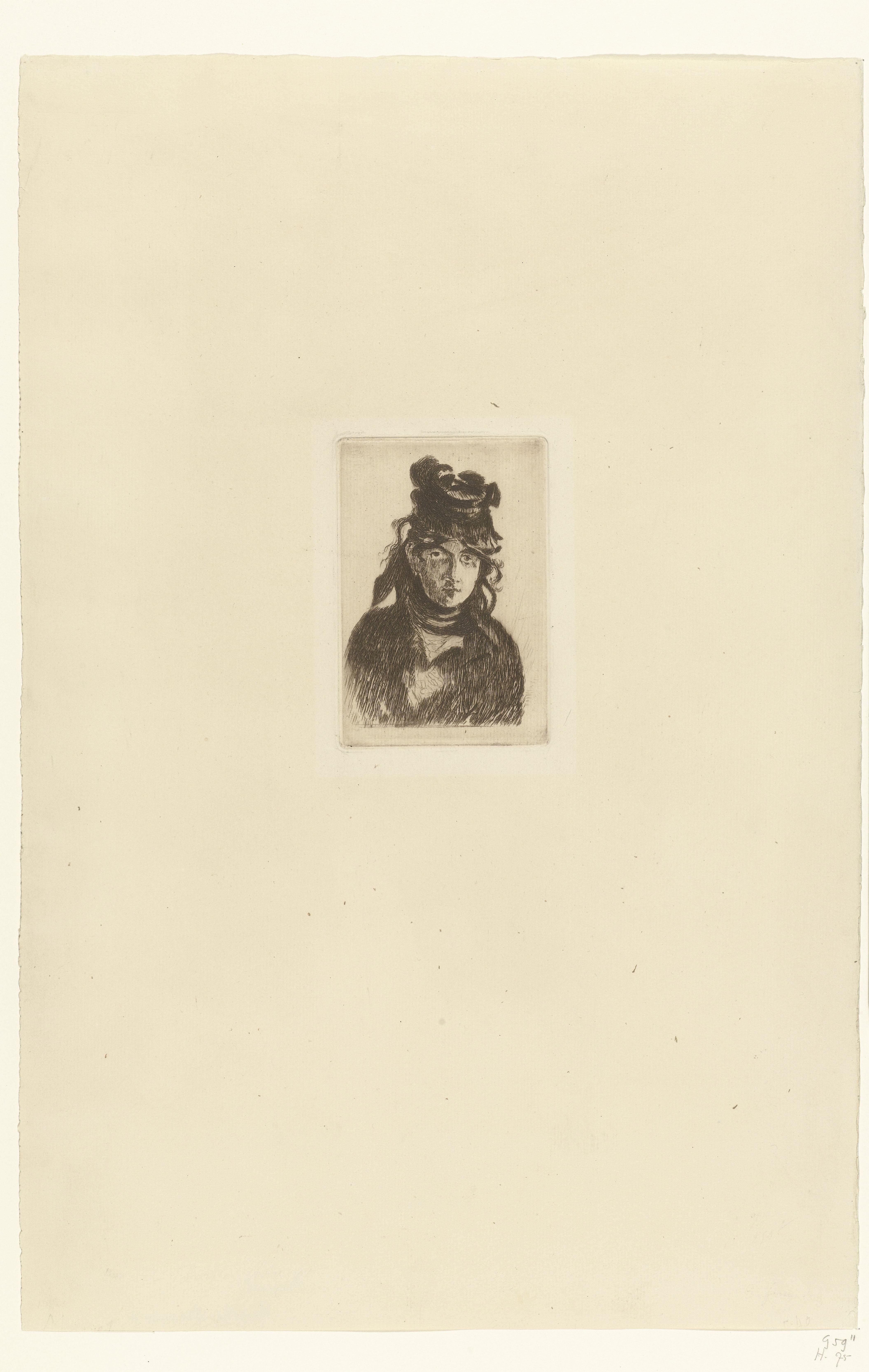 Portret van kunstenares Berthe Morisot met hoed