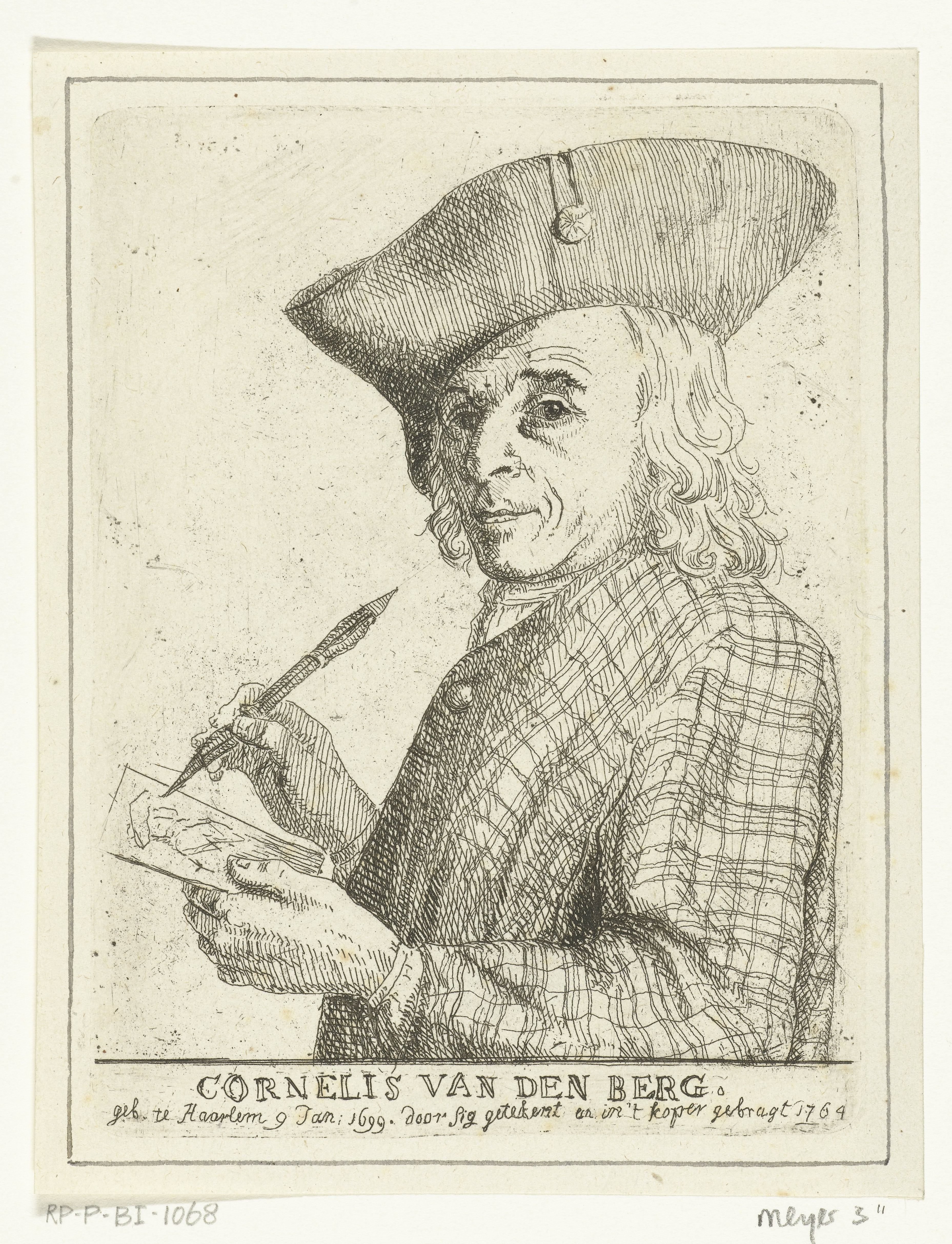 Zelfportret met pen en tekening