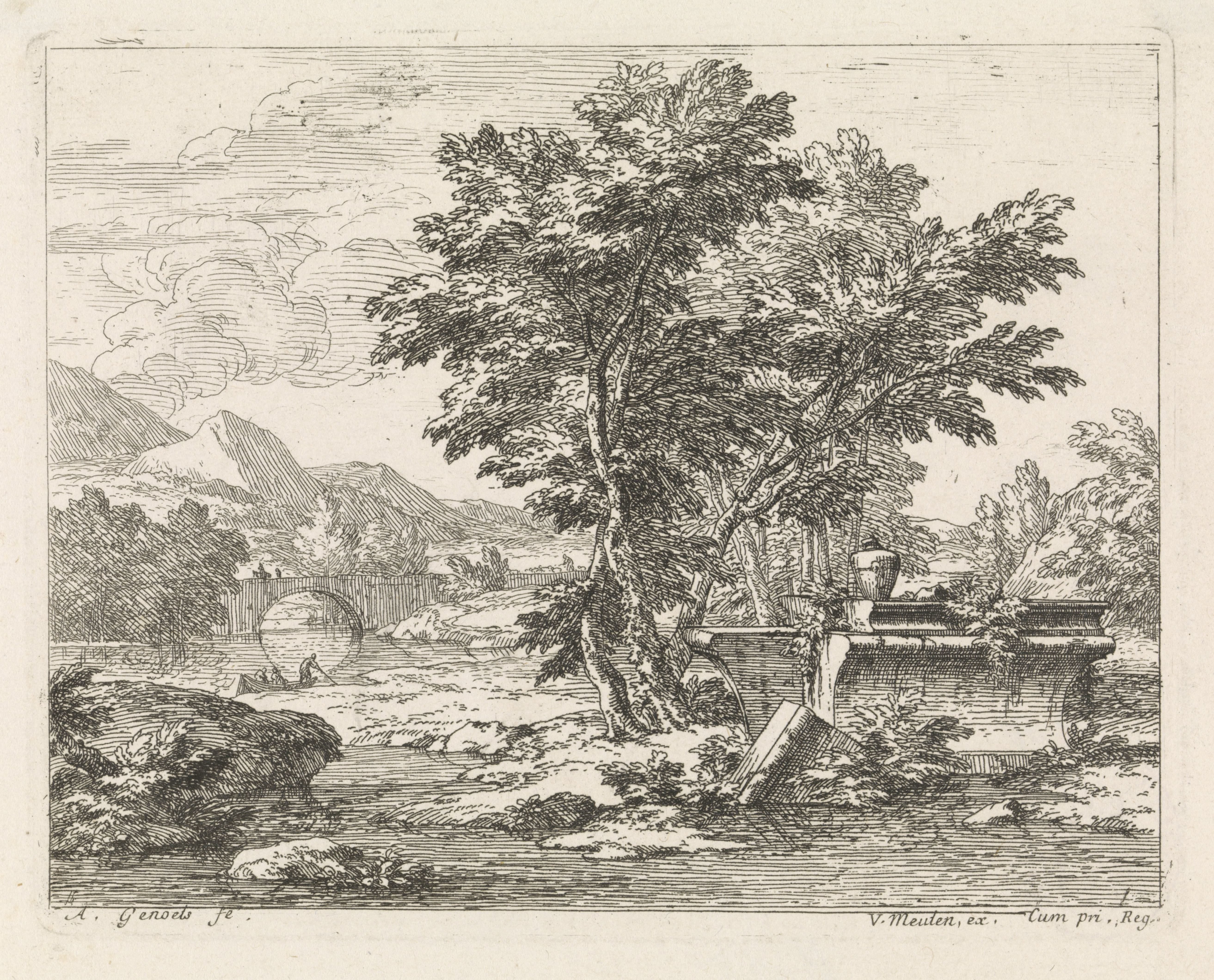 Landschap met een klassieke ruïne