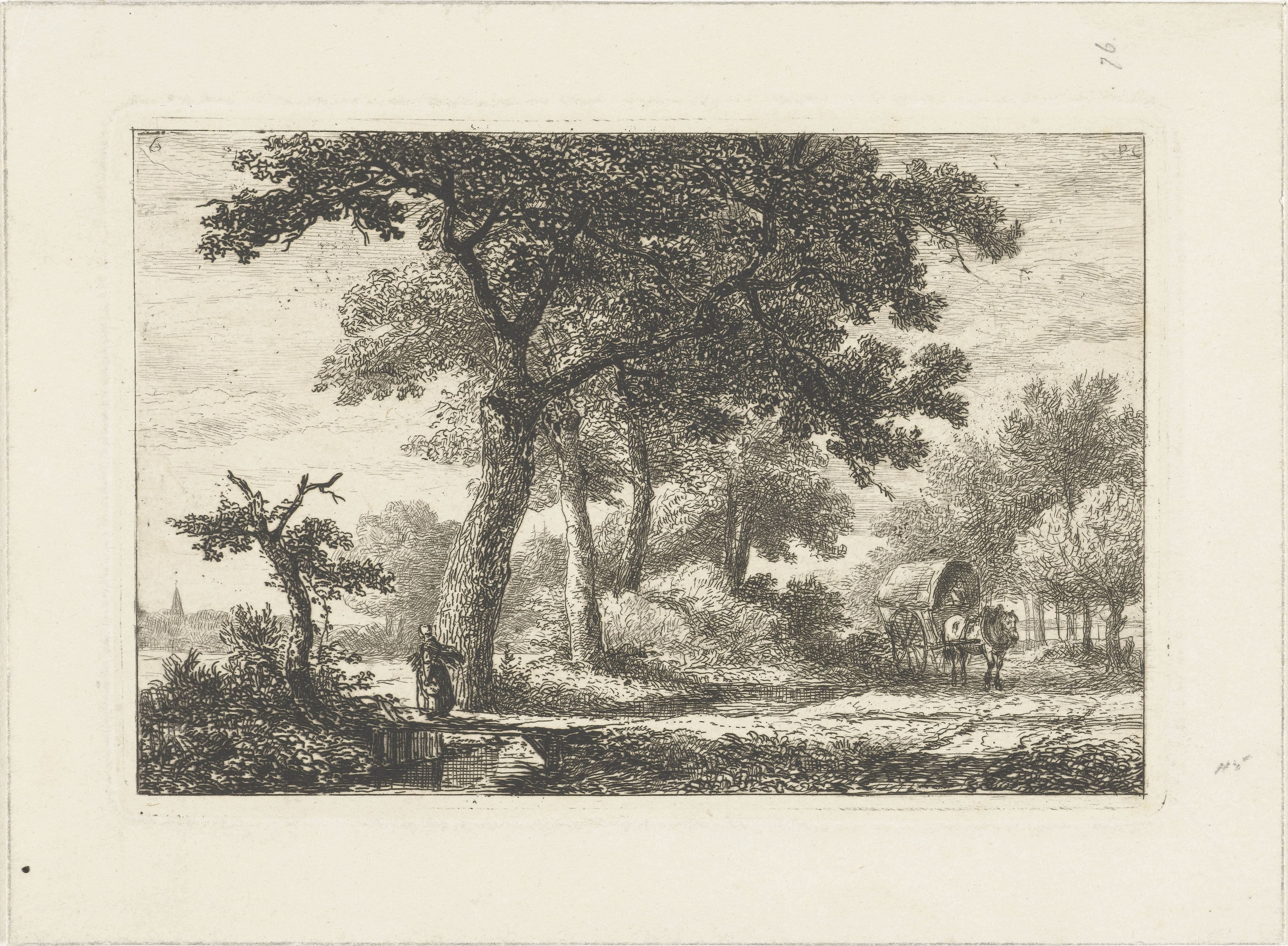 Landschap met huifkar