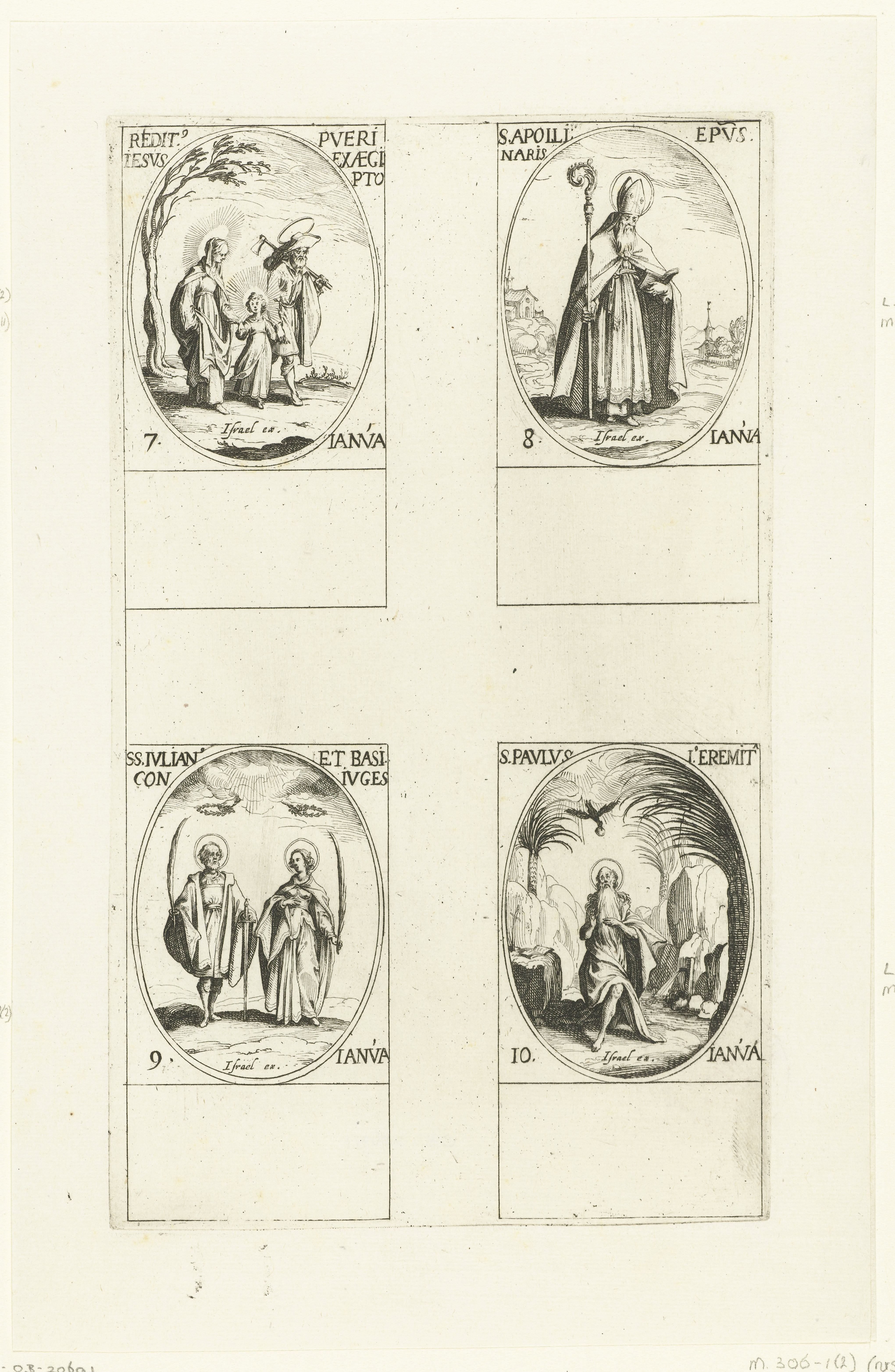Vlucht naar Egypte, Heilige Apollinaris Claudius, Heilige Julianus en Heilige Basilissa van Antinoë, Heilige Paulus de Kluizenaar (7-10 januari)