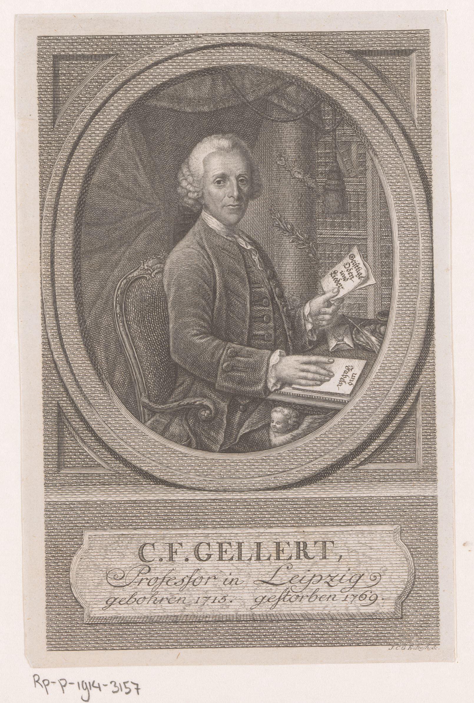 Portret van Christian Fürchtegott Gellert