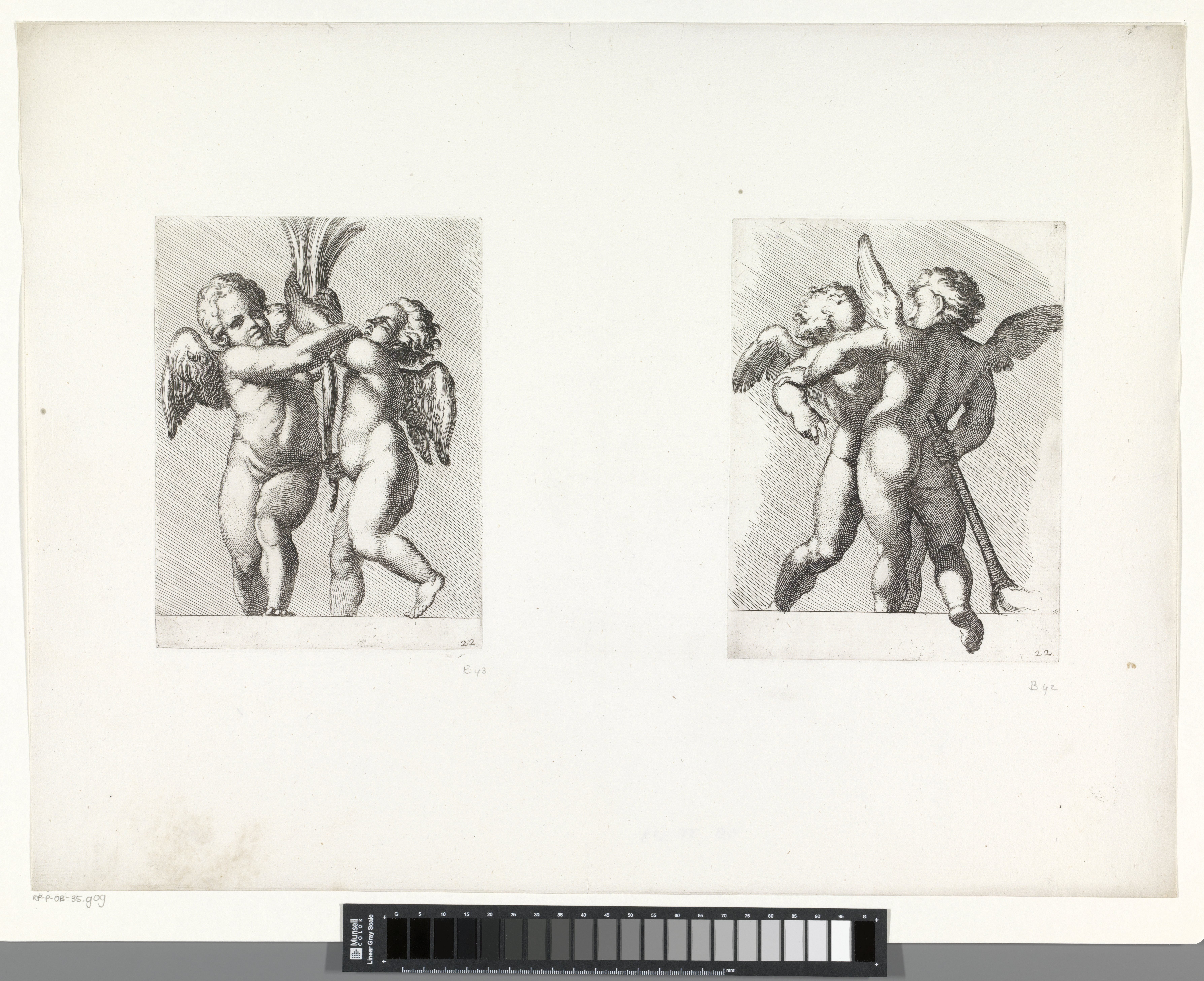 Putti met palmtak / Putti met toorts
