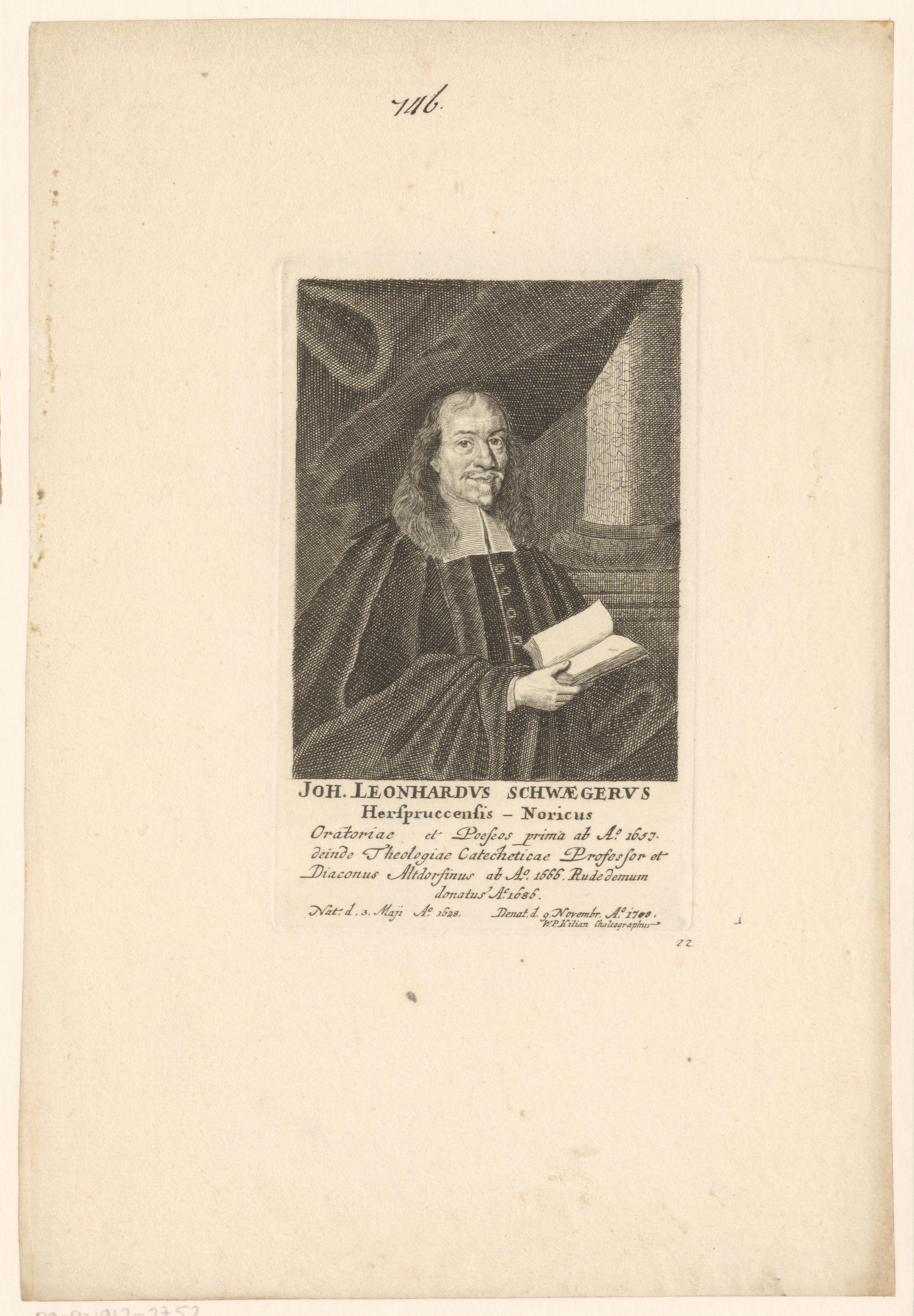 Portret van Johann Leonhard Schwäger