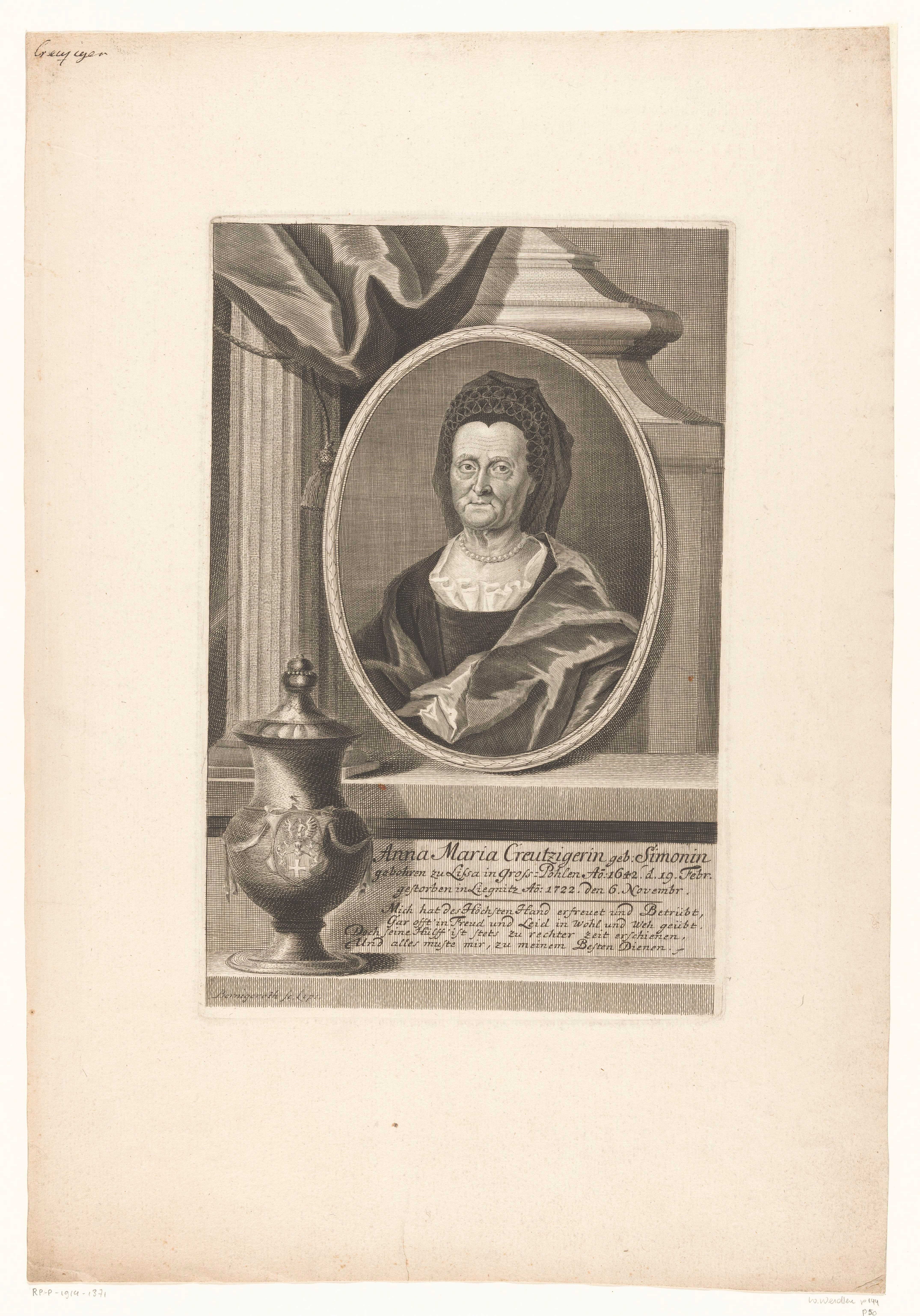 Portret van Anna Maria Creutziger