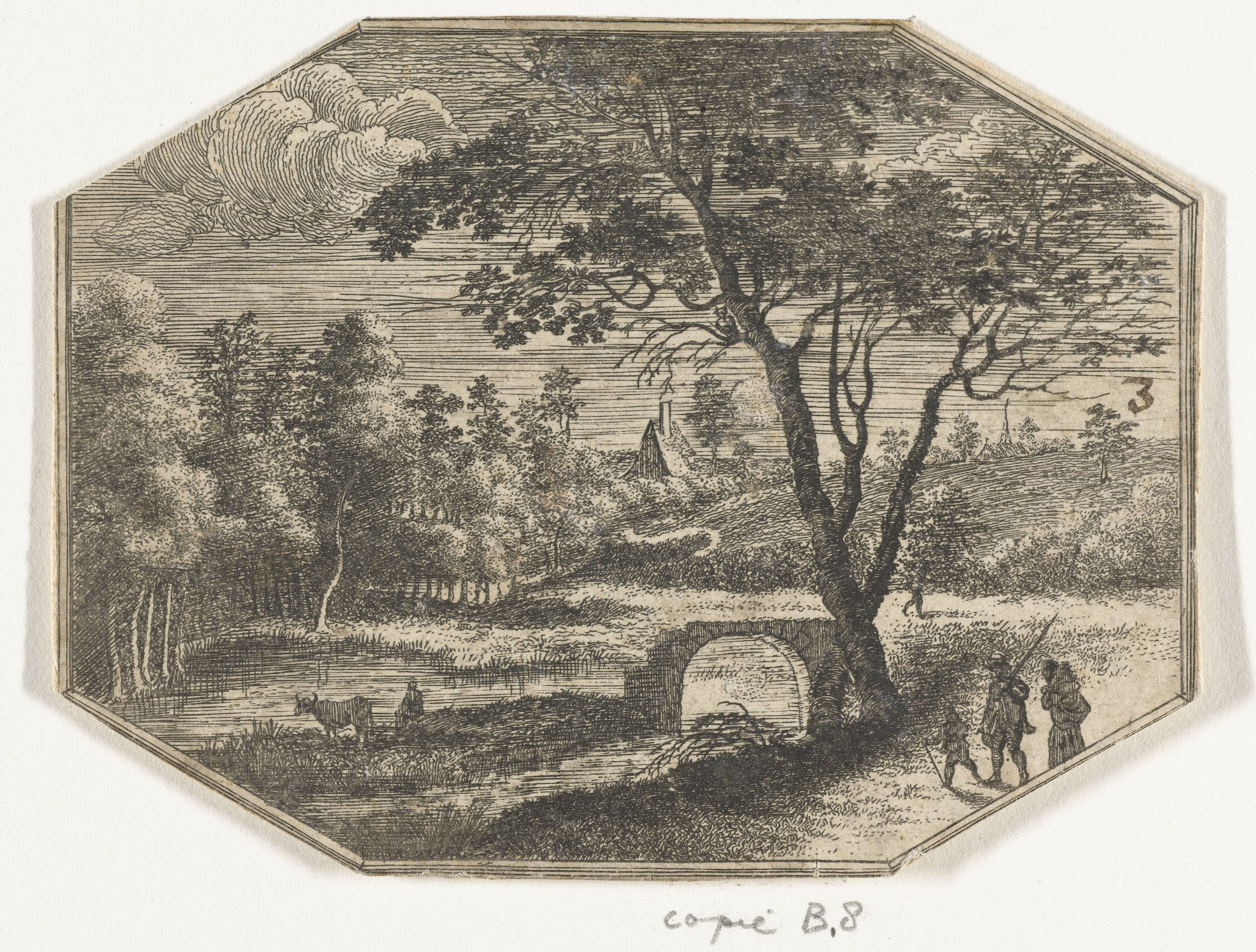 Landschap met een ruïne van een brug