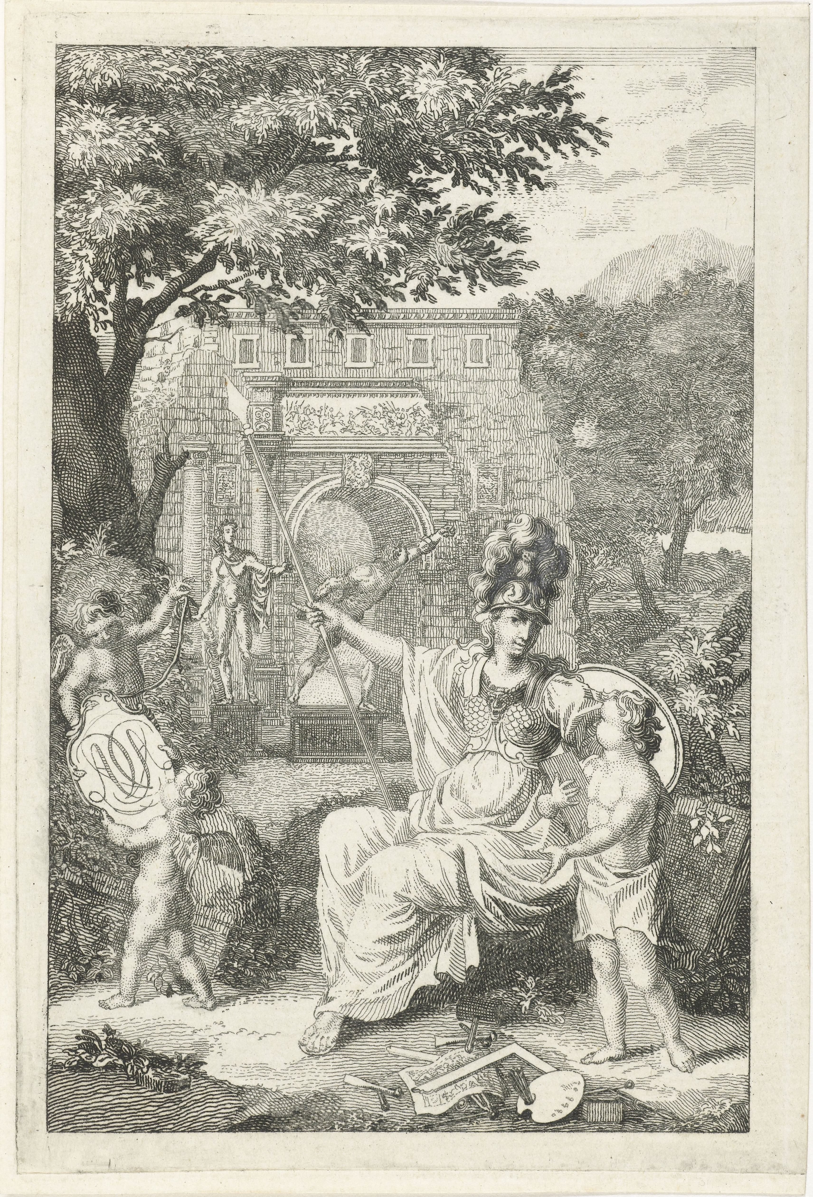 Allegorie met Minerva als patrones van de kunsten