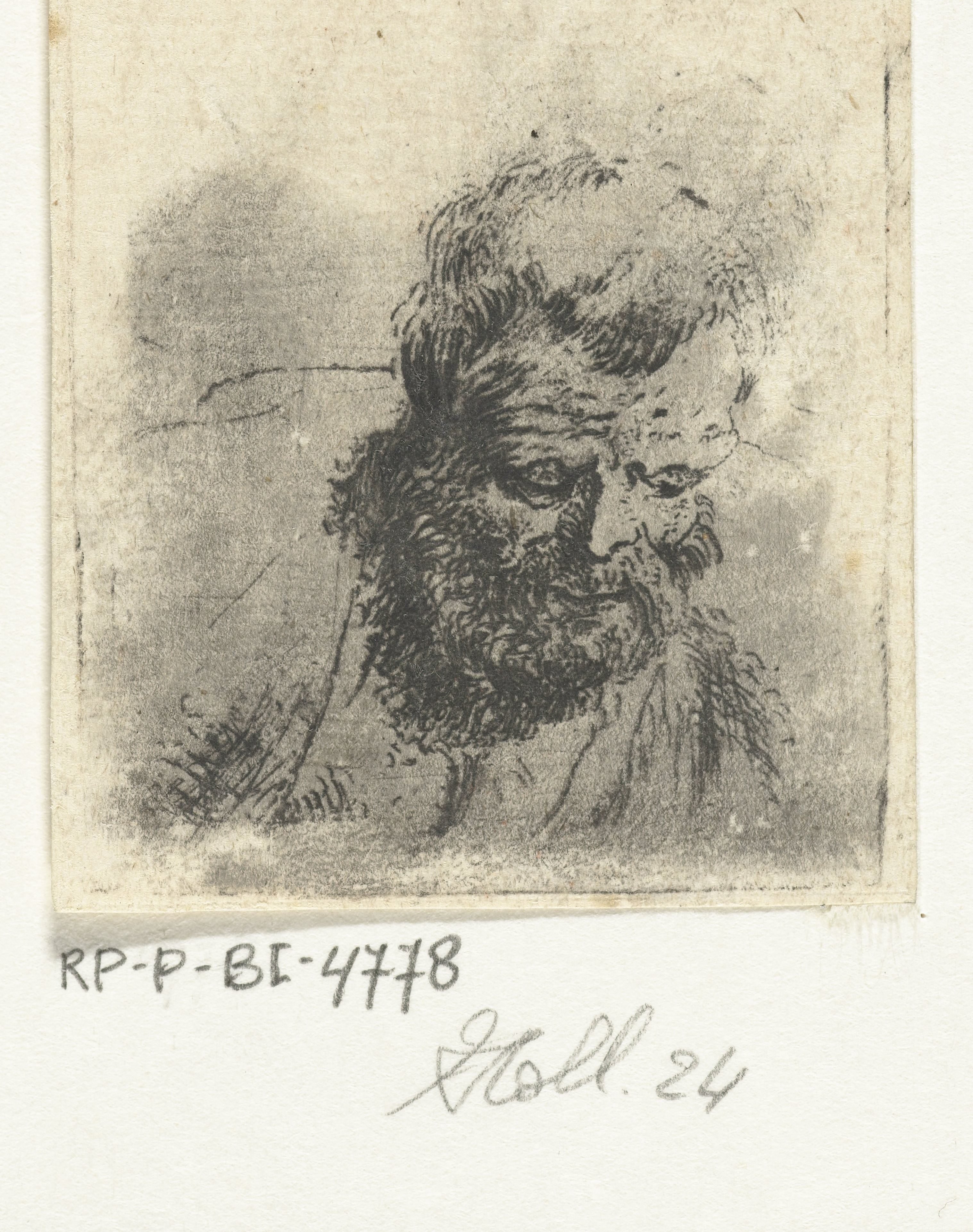 Hoofd van oude man met baard