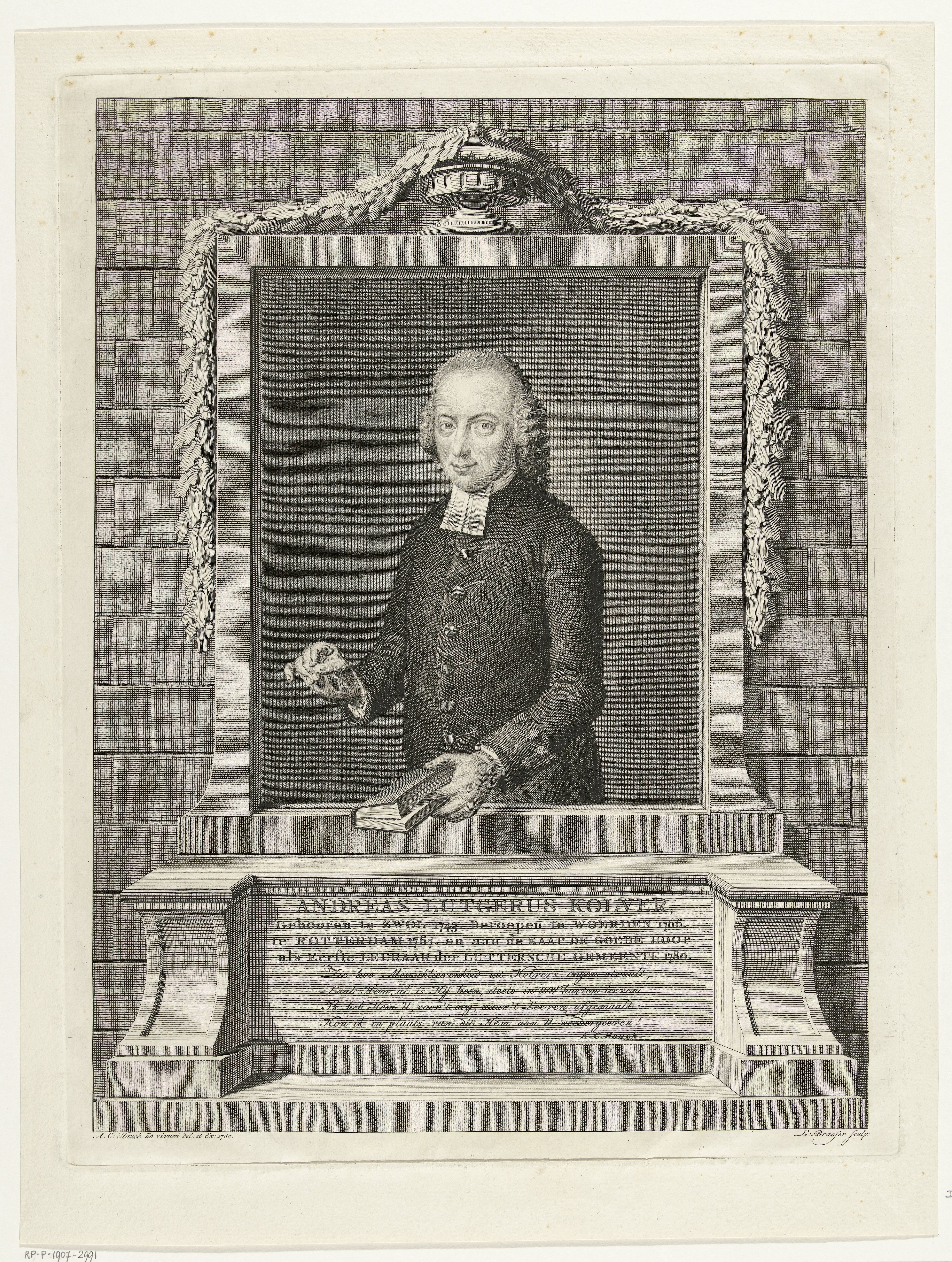 Portret van dominee Andreas Lutgerus Kolver