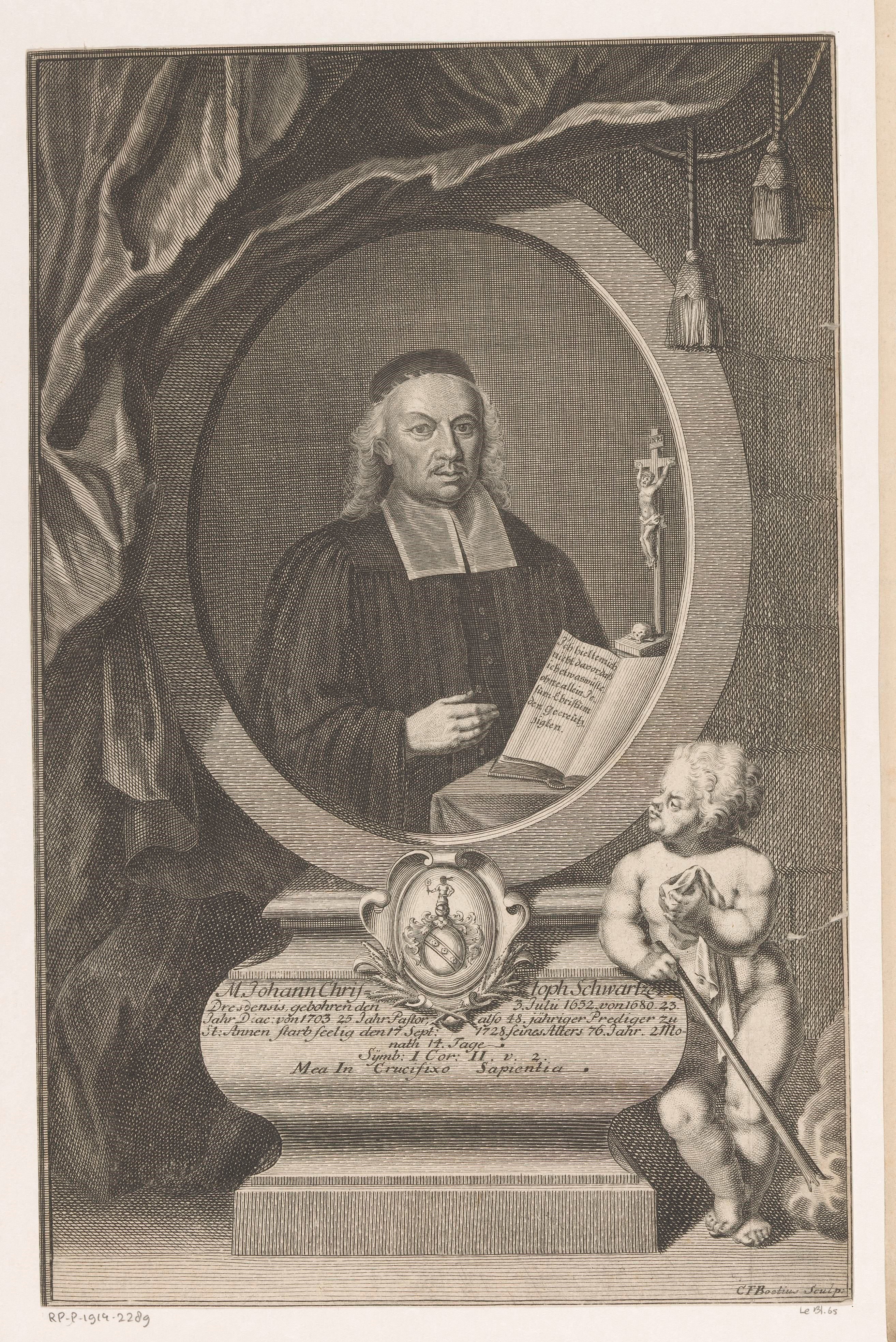 Portret van Johann Christoph Schwartze