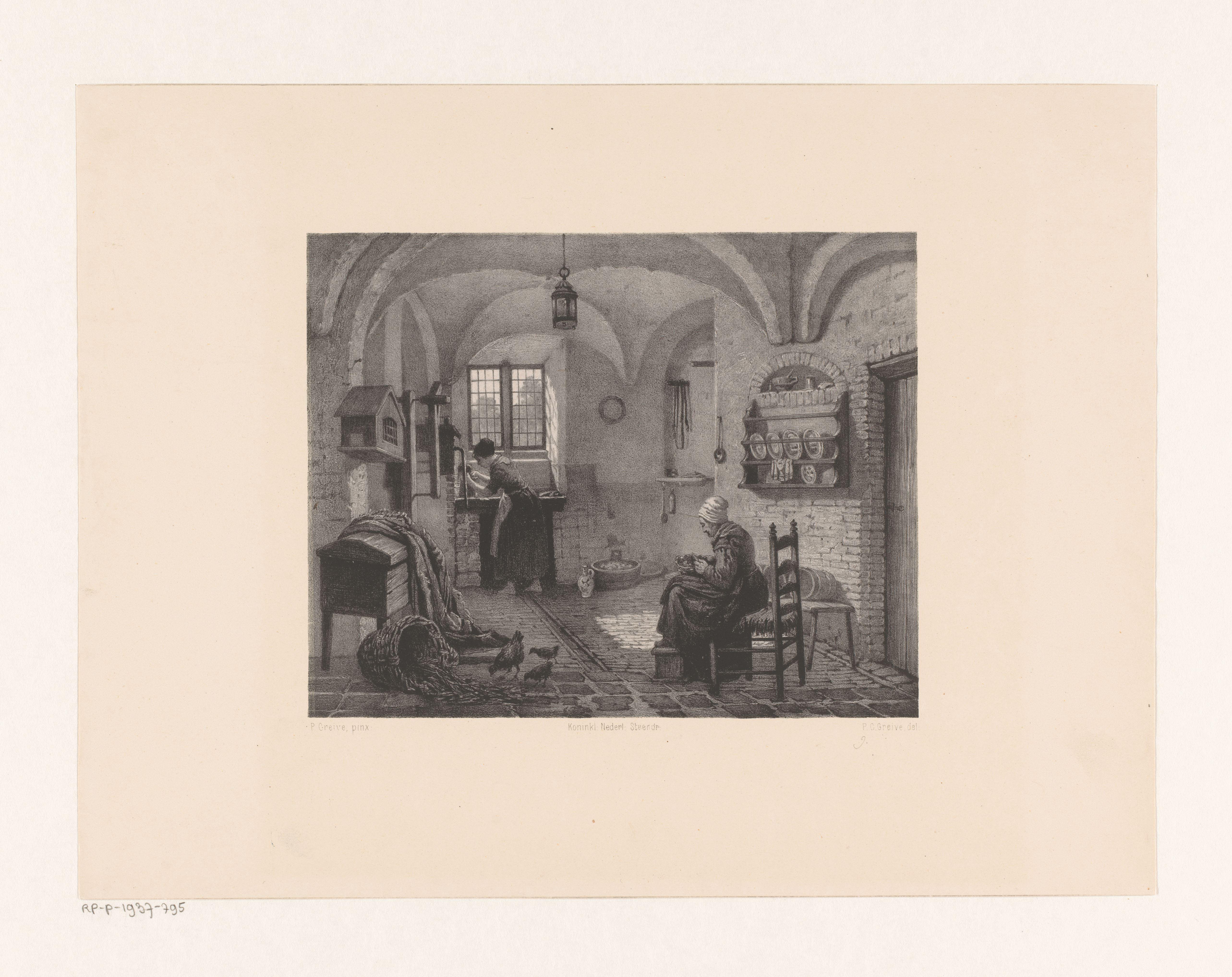 Keukeninterieur met twee vrouwen