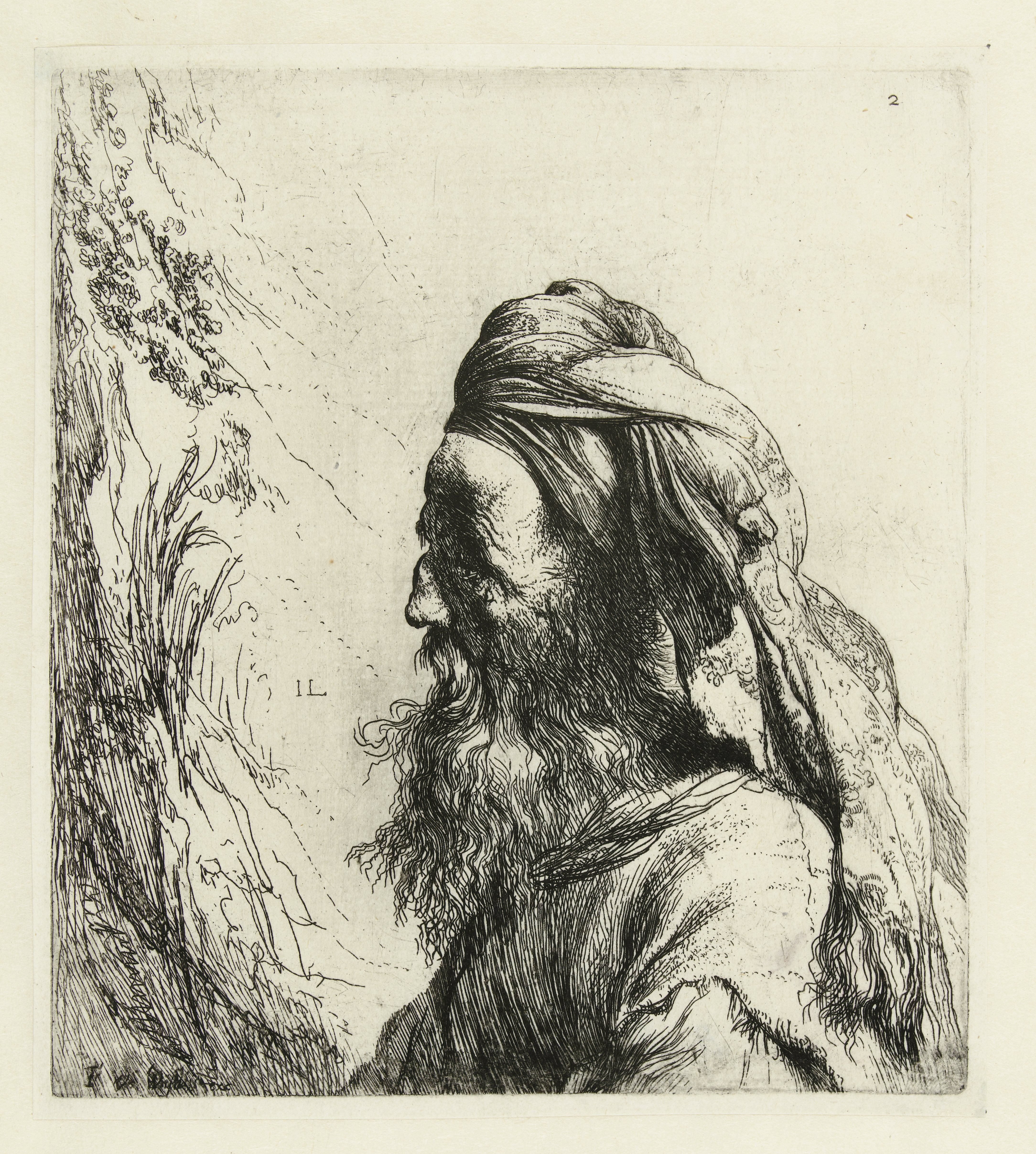 Borstbeeld van een oosterling met baard en tulband