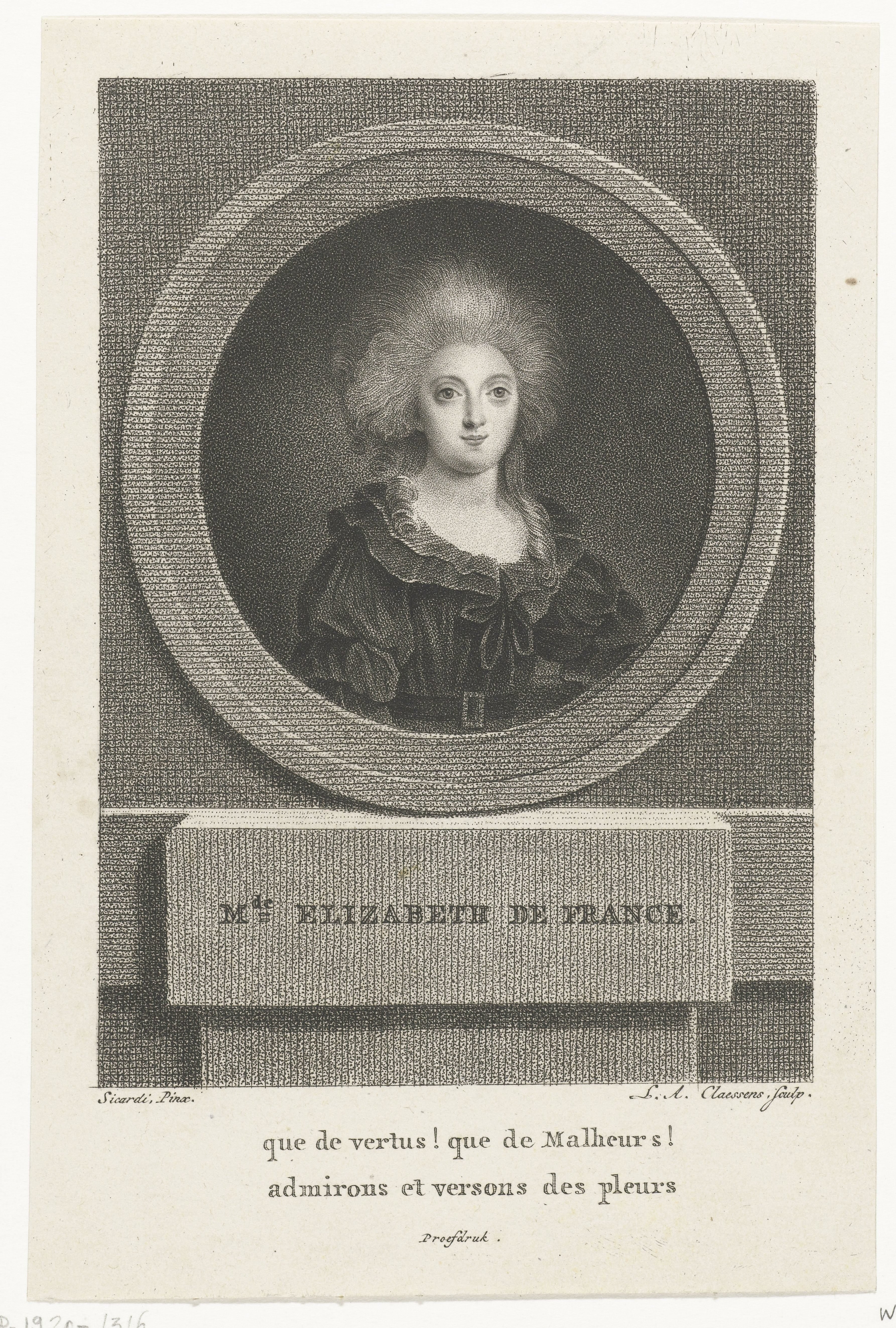 Portret van Élisabeth Philippine Marie Hélène de France