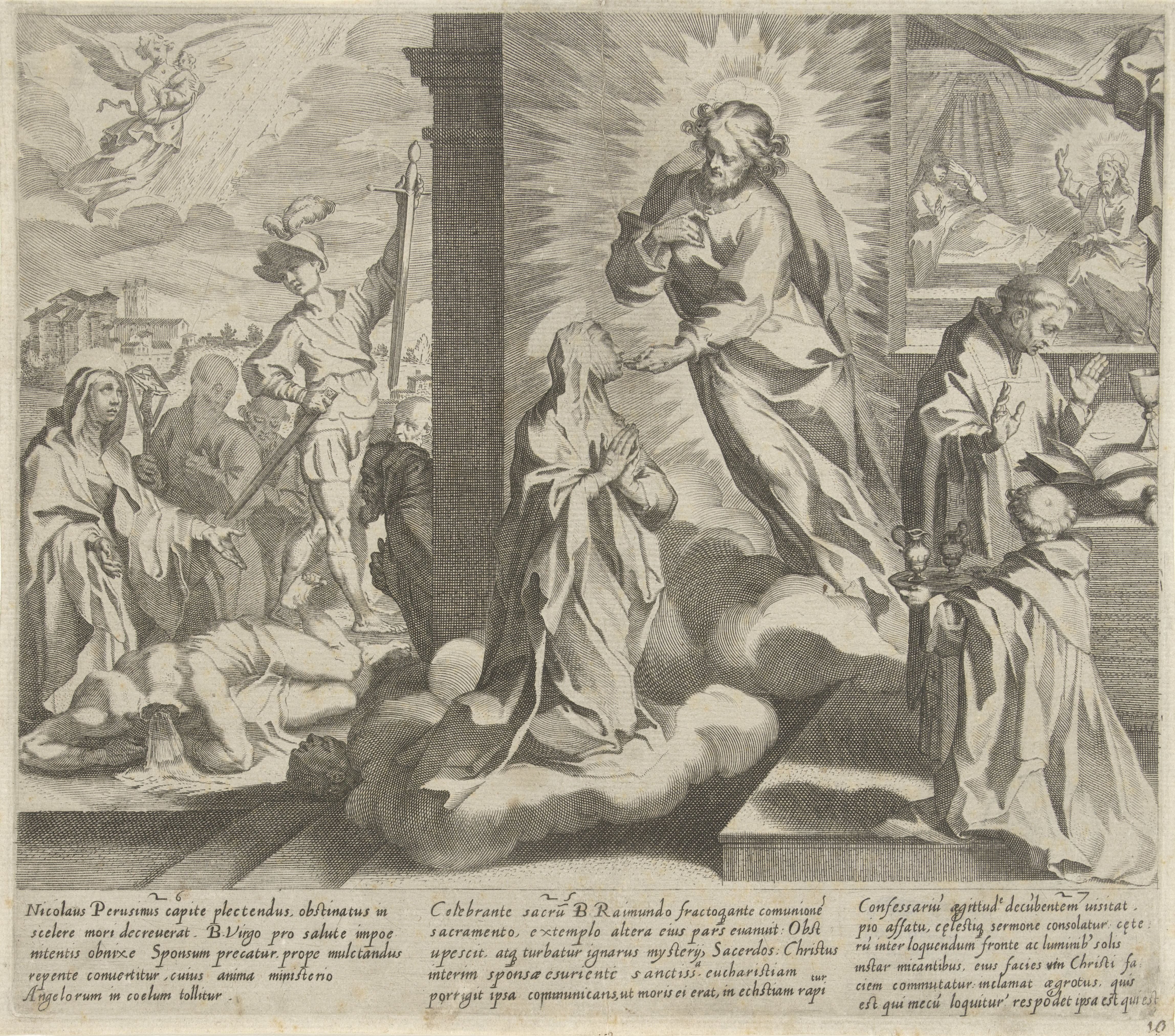 Catharina toont haar wonden / Catharina ontvangt de communie van Christus / Raimundus van Capua bezoekt Catharina thuis en treft Christus aan