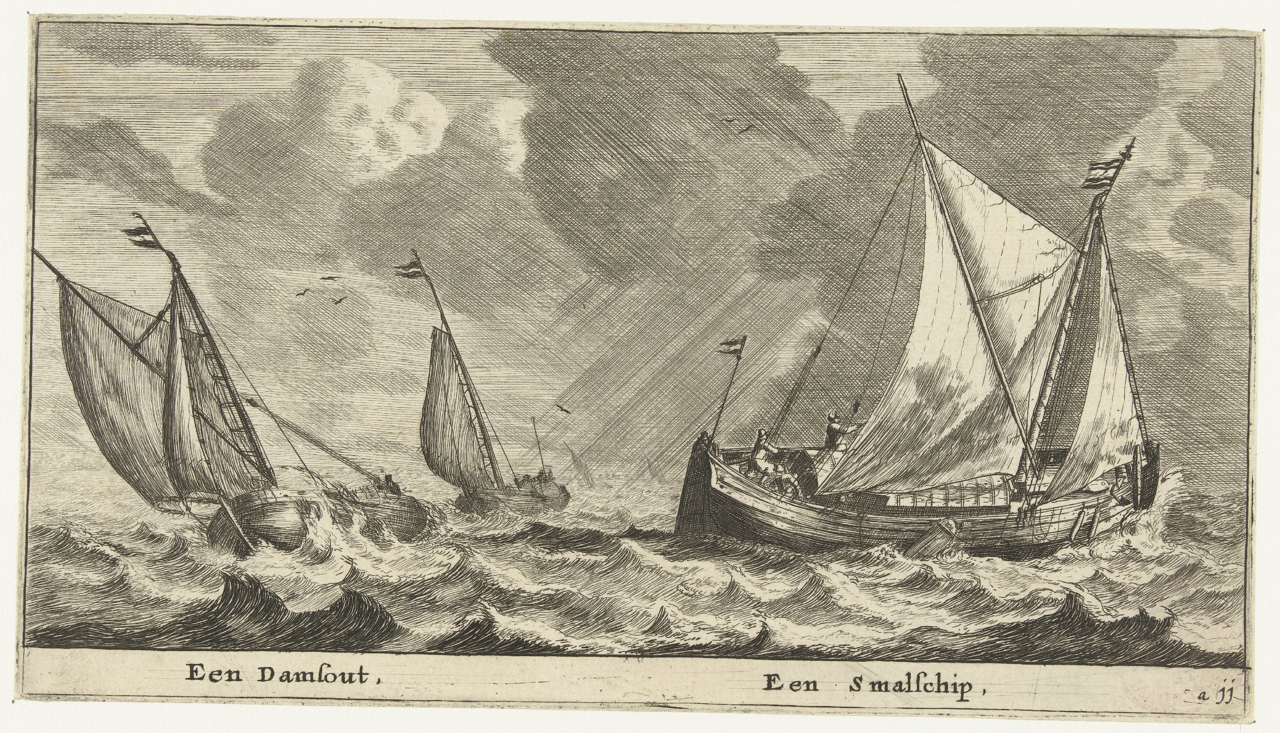 Twee schepen: een damschuit een een smalschip