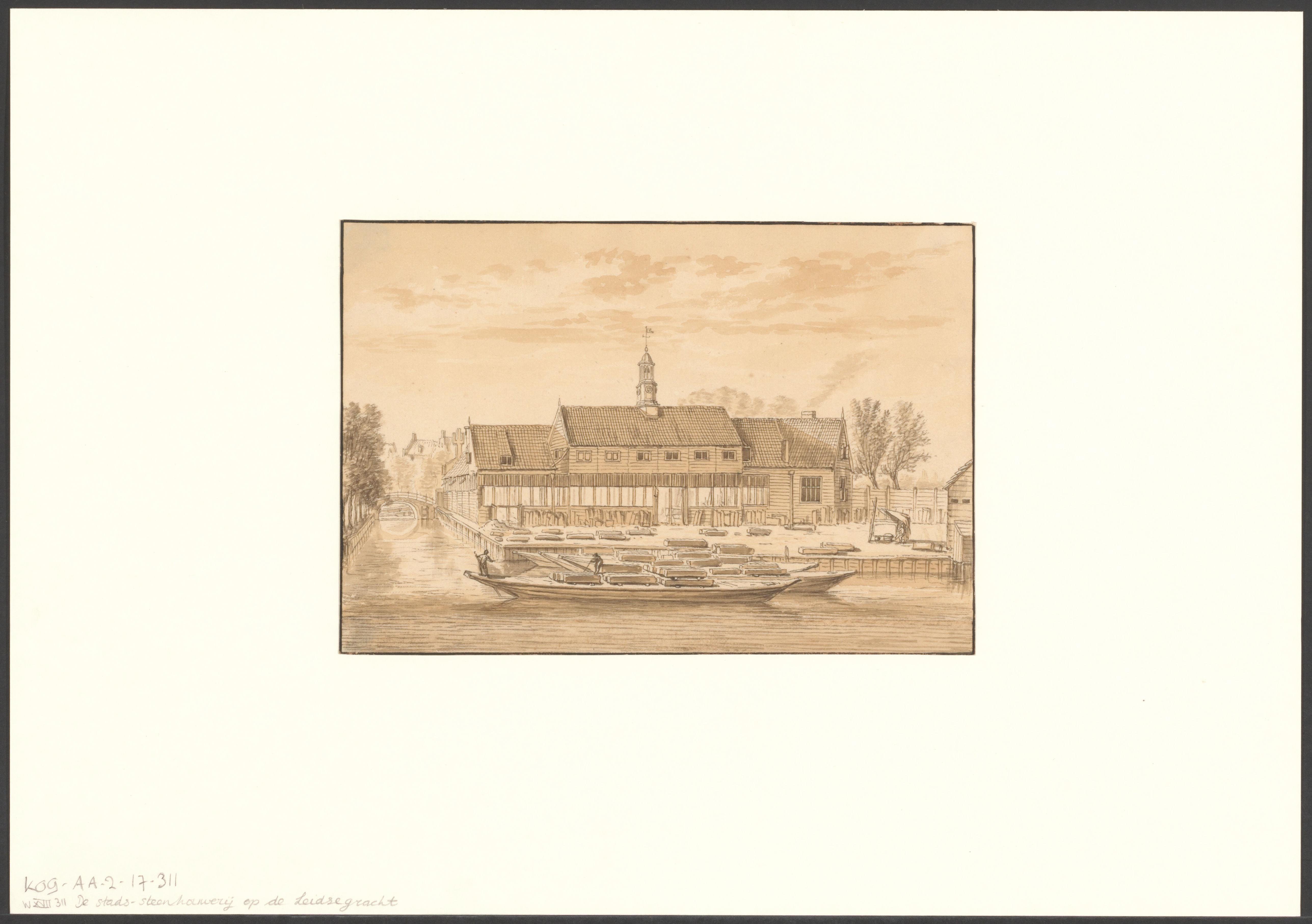 Gezicht op de stadssteenhouwerij op de Leidsegracht