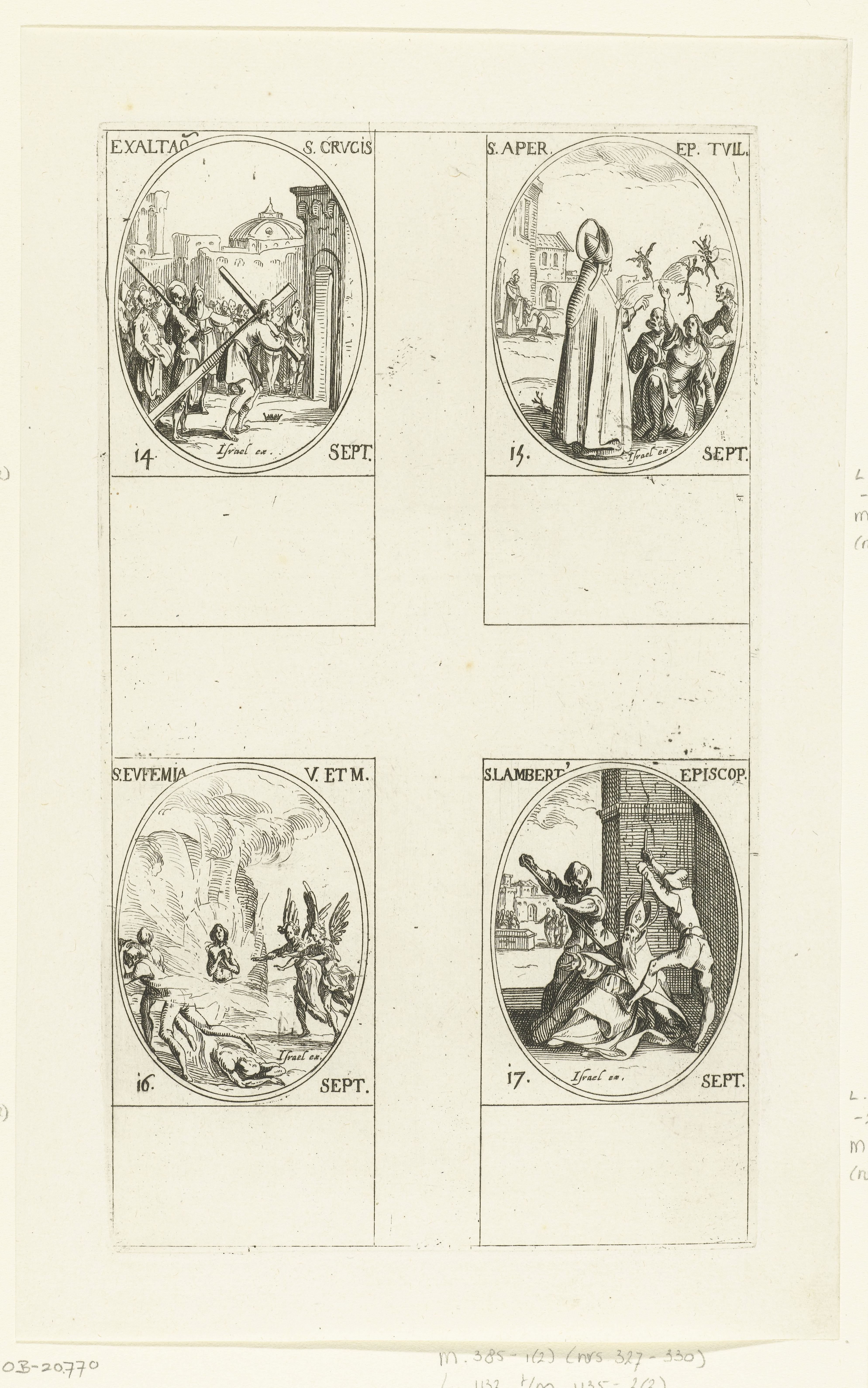Kruisdraging (Kruisverheffing), Heilige Aprus van Toul, Heilige Euphemia van Chalcedon, Heilige Lambertus van Maastricht (14-17 september)