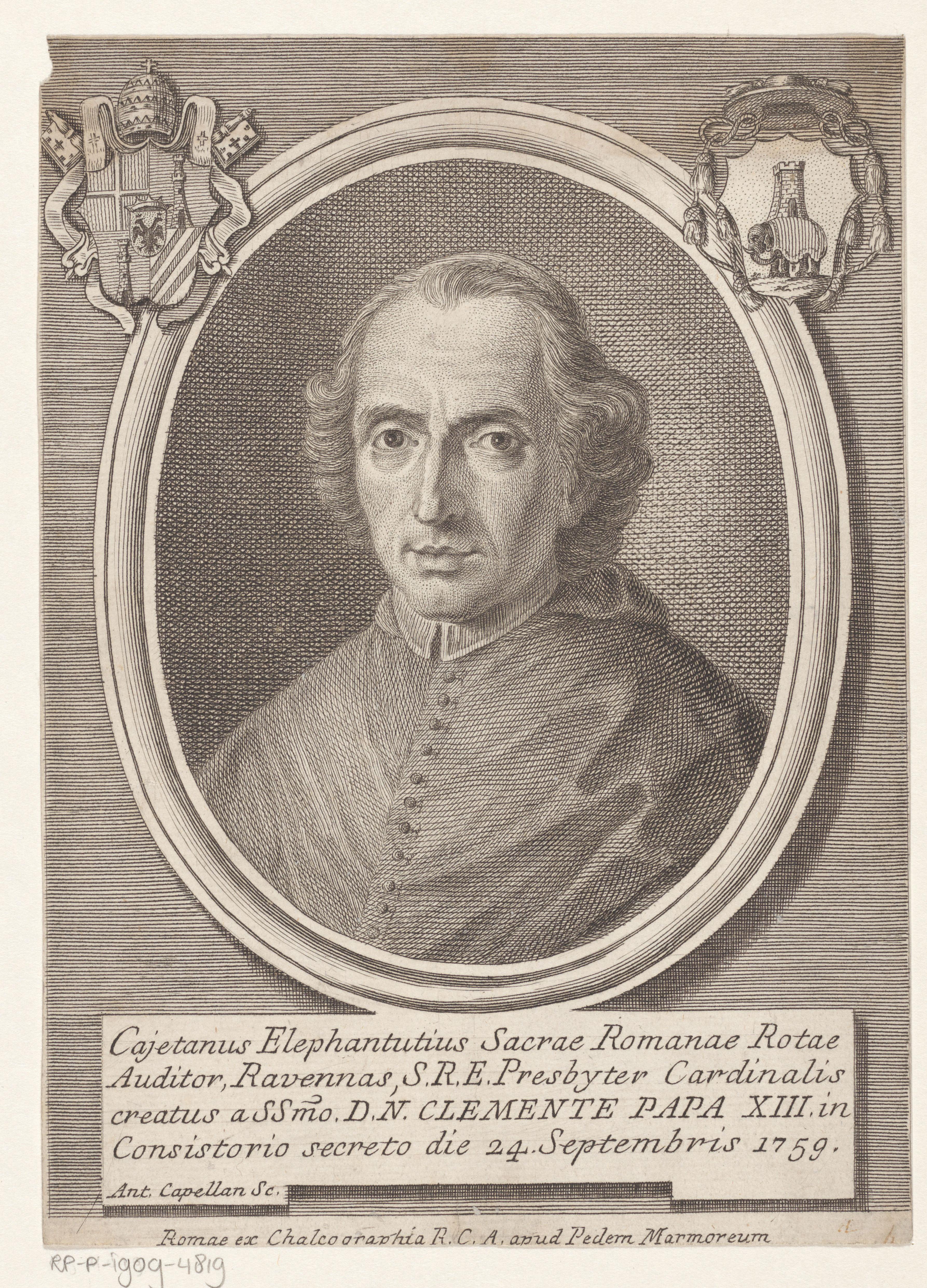 Portret van kardinaal Gaetano Fantuzzi, ook bekend als Cajetanus Elephantutius