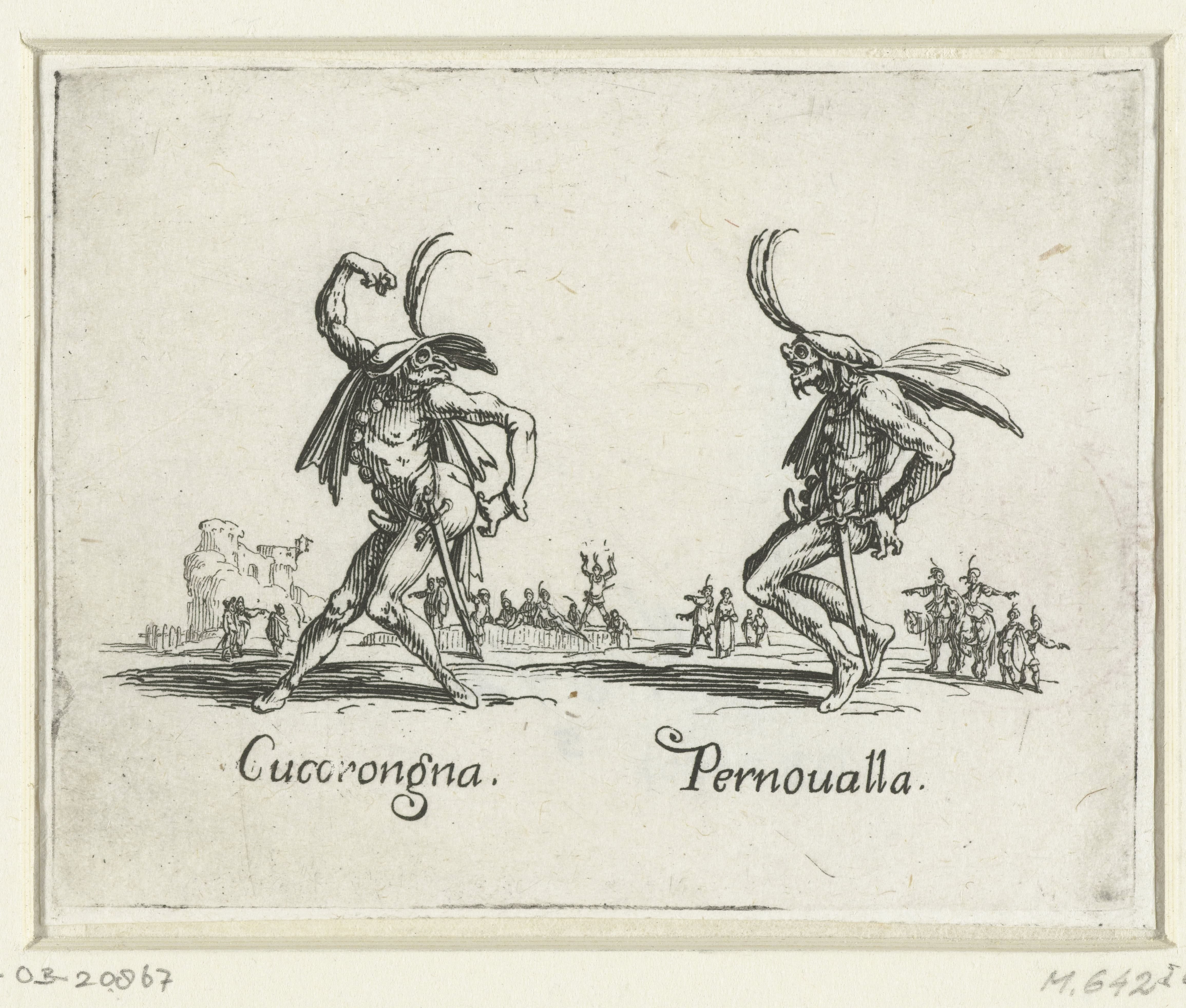 Twee straatartiesten als Cucorongna en Pernoualla